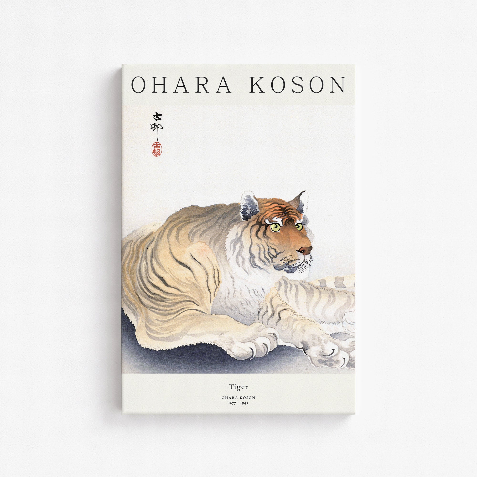 Ohara Koson: Tiger - Japandi, 61x91cm Satin Canvas Art Reproduction