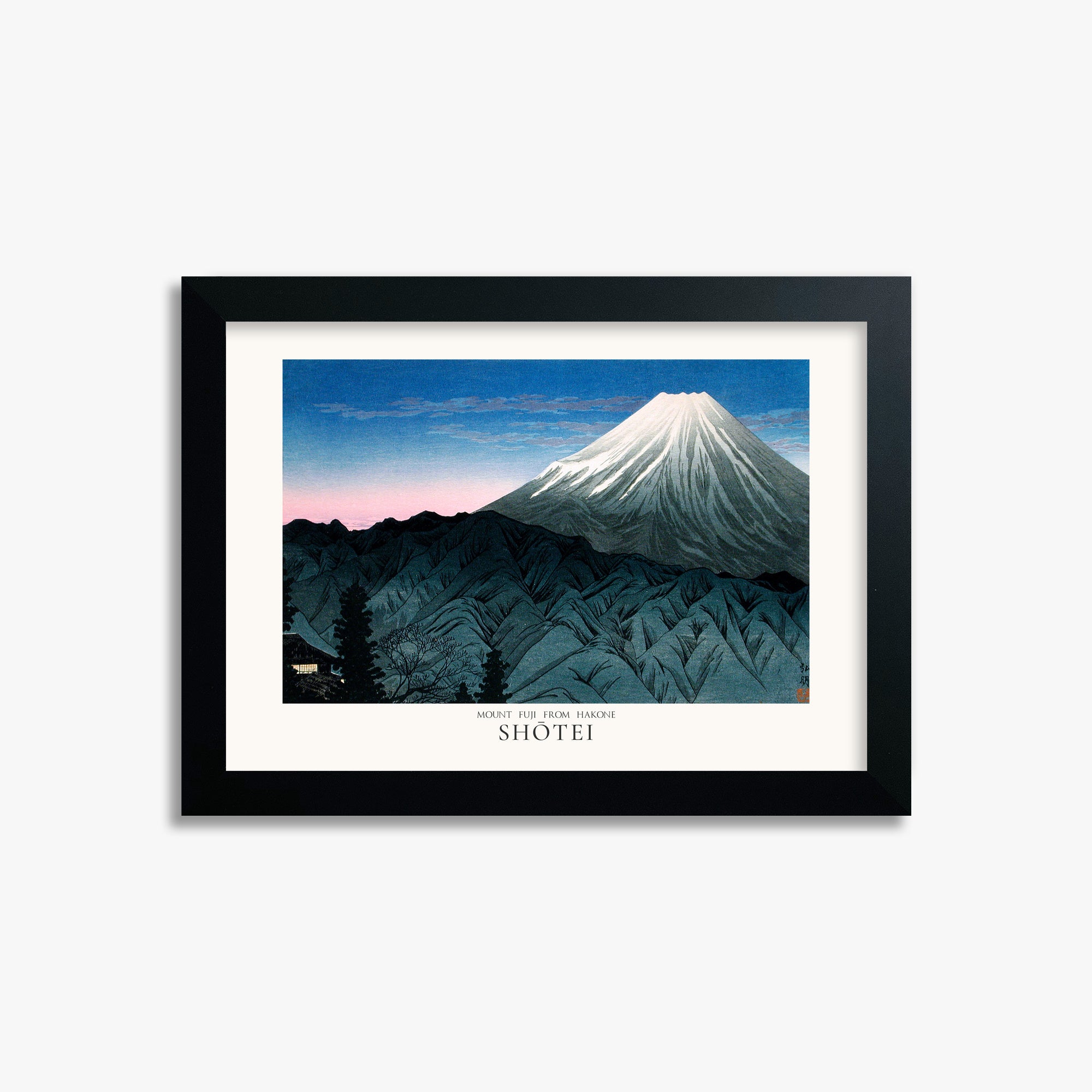 Shōtei: Mount Fuji From Hakone - Japandi, 21x30cm Framed Art Reproduction With Black Frame