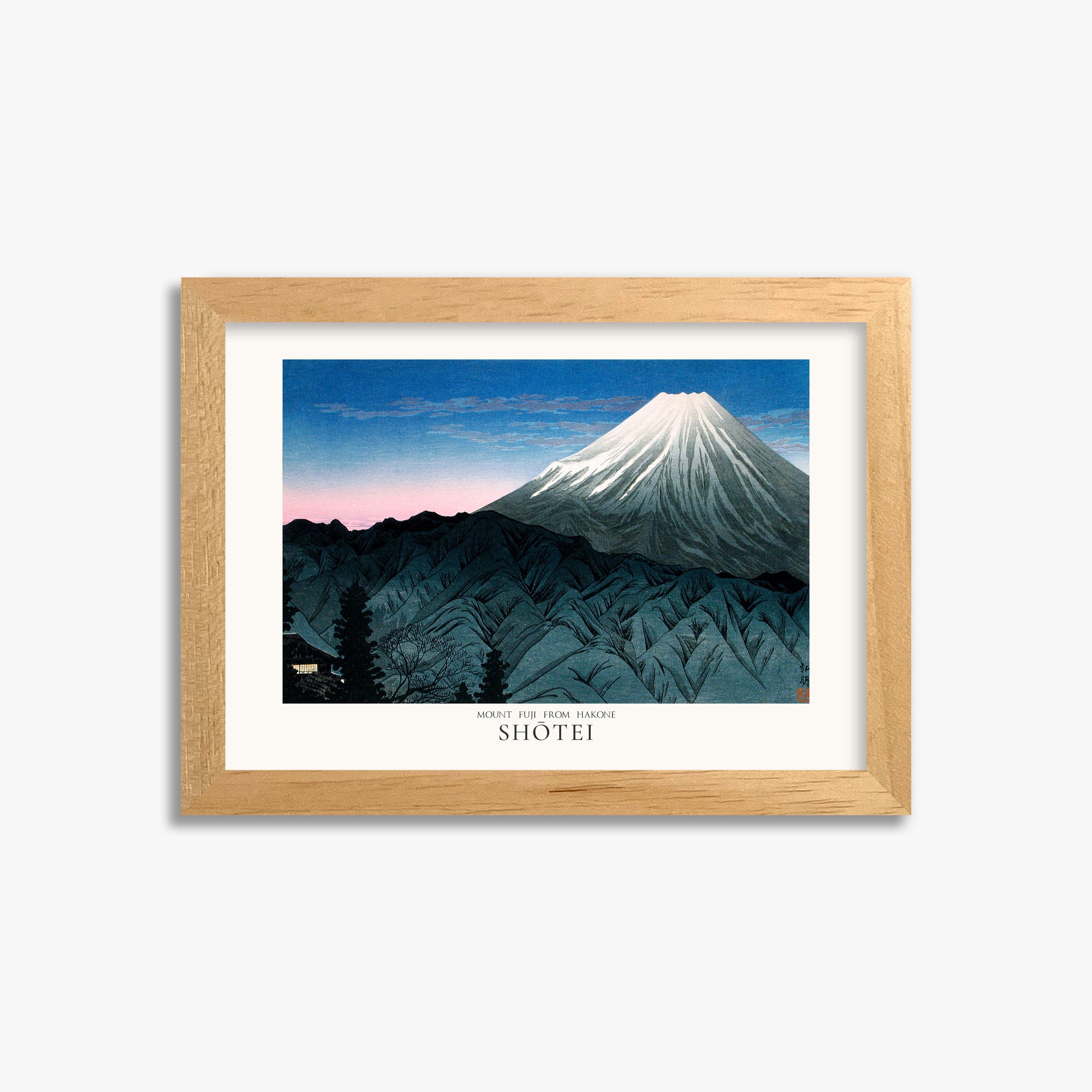 Shōtei: Mount Fuji From Hakone - Japandi, 21x30cm Framed Art Reproduction With Oak Frame