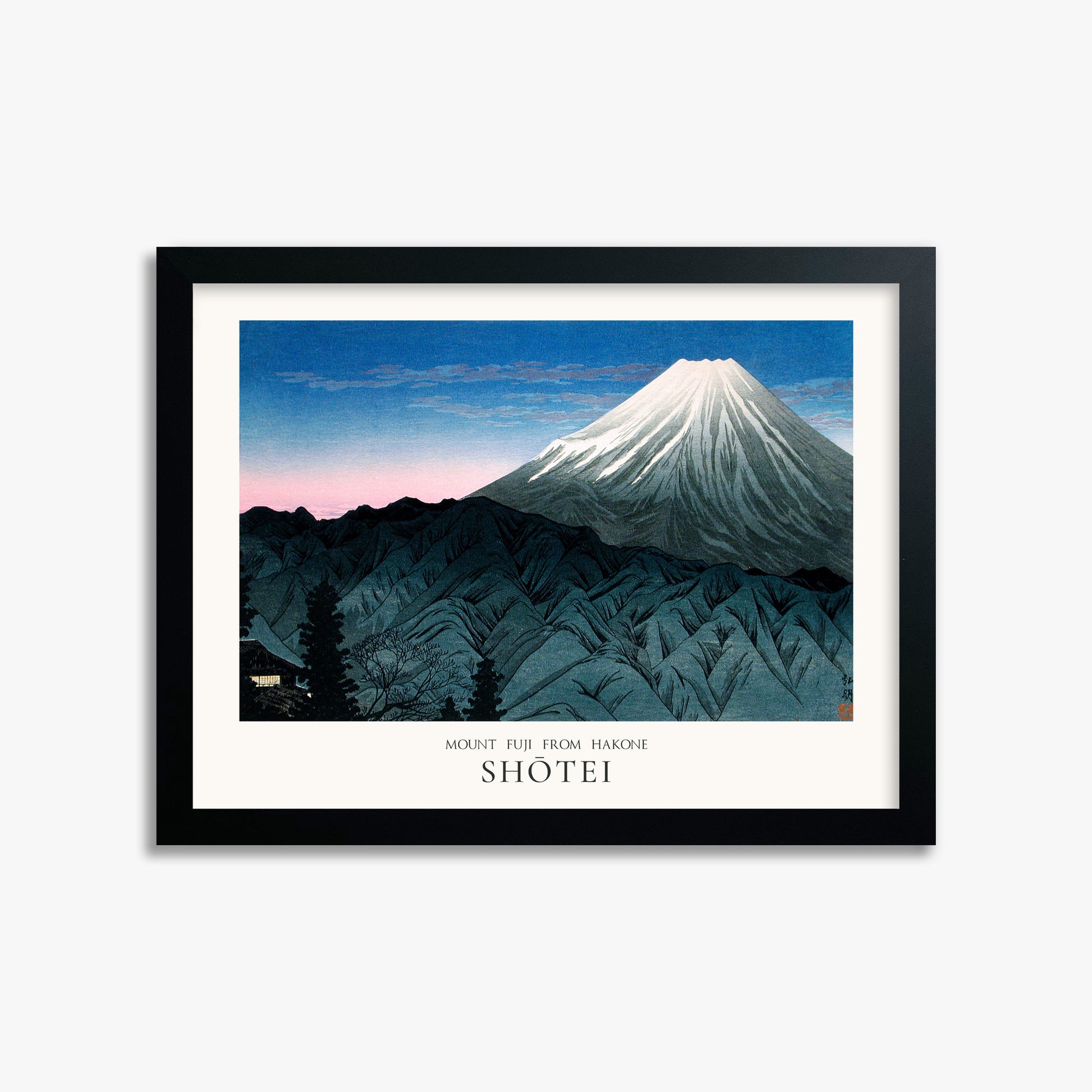 Shōtei: Mount Fuji From Hakone - Japandi, 30x40cm Framed Art Reproduction With Black Frame