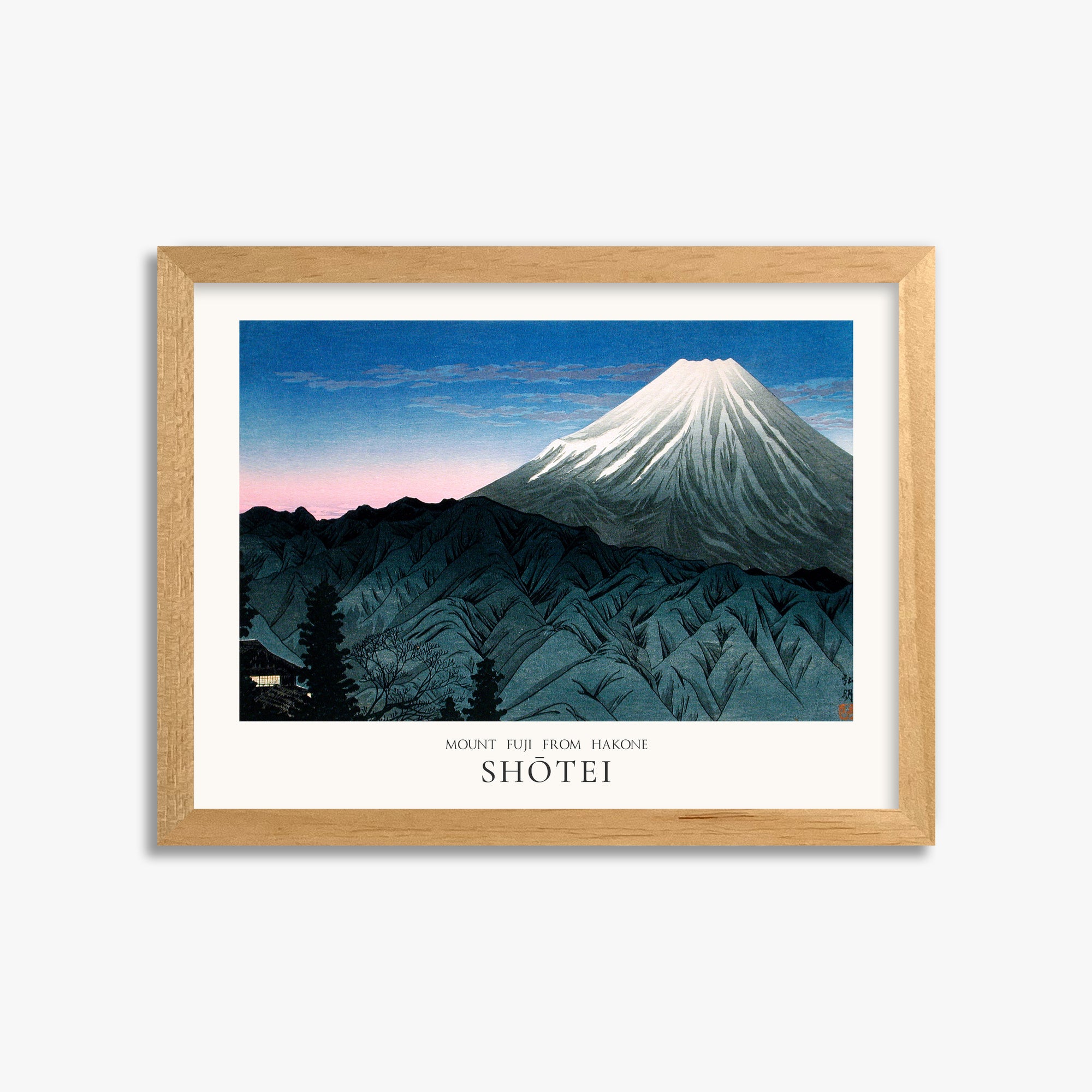 Shōtei: Mount Fuji From Hakone - Japandi, 30x40cm Framed Art Reproduction With Oak Frame