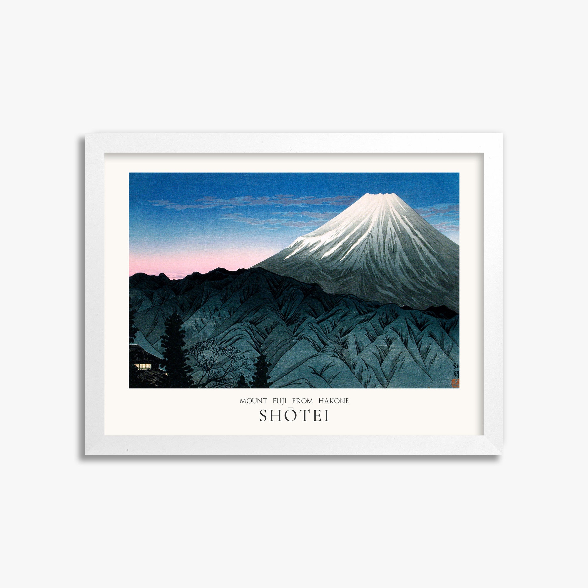 Shōtei: Mount Fuji From Hakone - Japandi, 30x40cm Framed Art Reproduction With White Frame