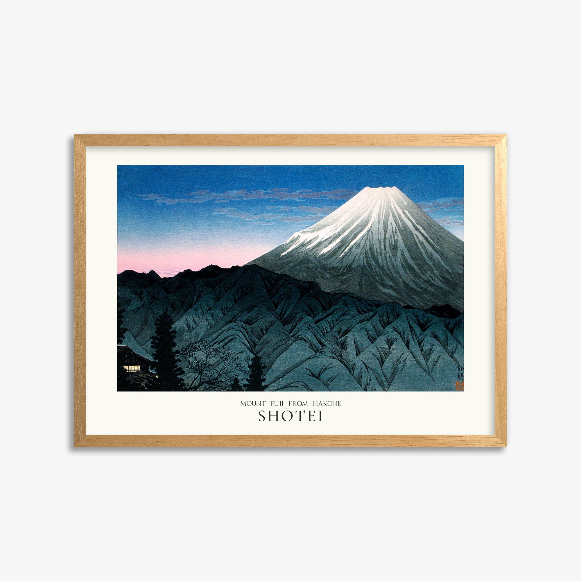 Shōtei: Mount Fuji From Hakone - Japandi, 50x70cm Framed Art Reproduction With Oak Frame
