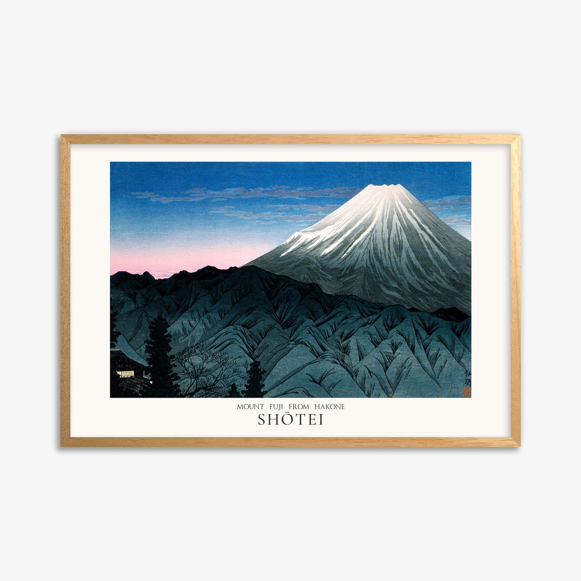Shōtei: Mount Fuji From Hakone - Japandi, 61x91cm Framed Art Reproduction With Oak Frame