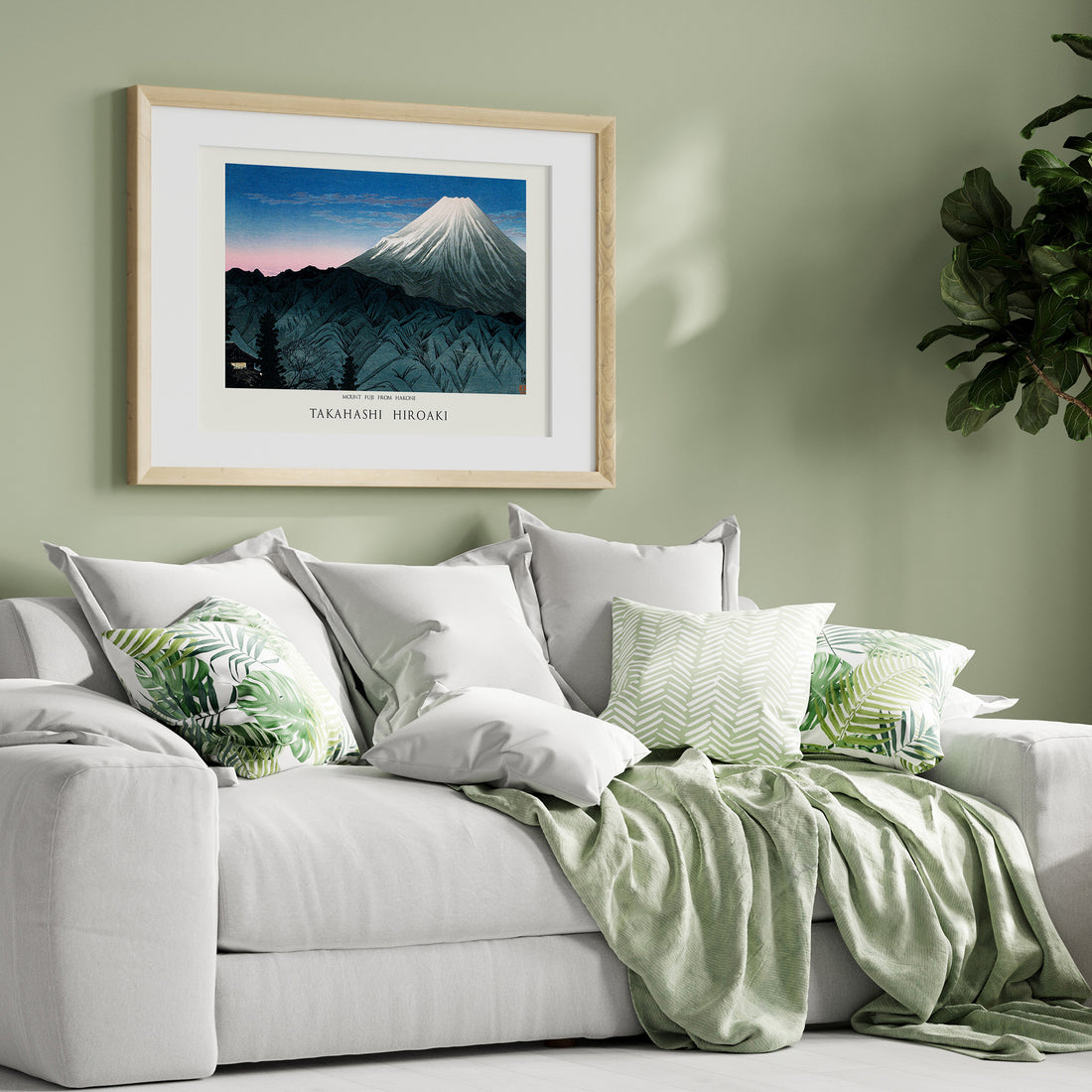Shōtei: Mount Fuji From Hakone - Japandi, 50x70cm Framed Art Reproduction With Black Frame
