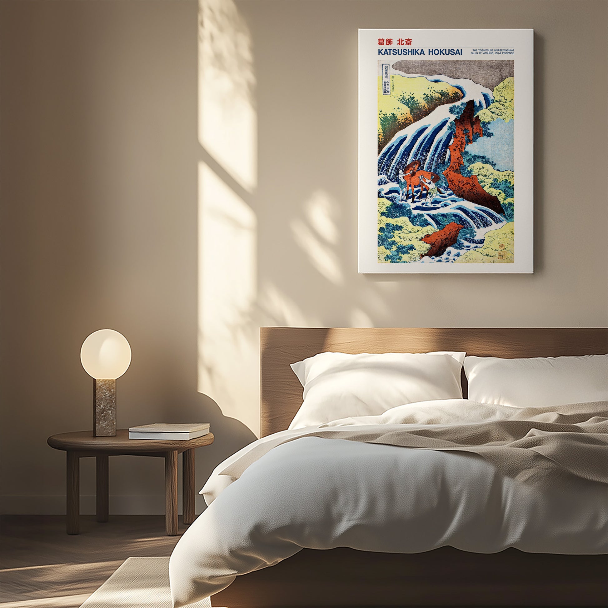 Design Concept No. 55 for Katsushika Hokusai: The Yoshitsune Horse-Washing Falls at Yoshino, Izumi Province - Japandi Japanese Wall Art