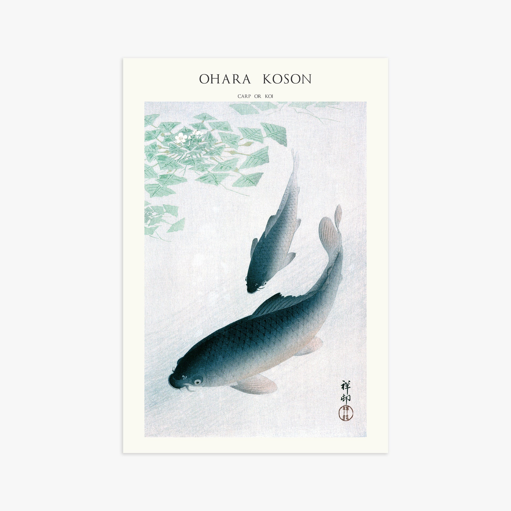 Ohara Koson: Carp or Koi - Japandi, 61x91cm Art Reproduction Unframed