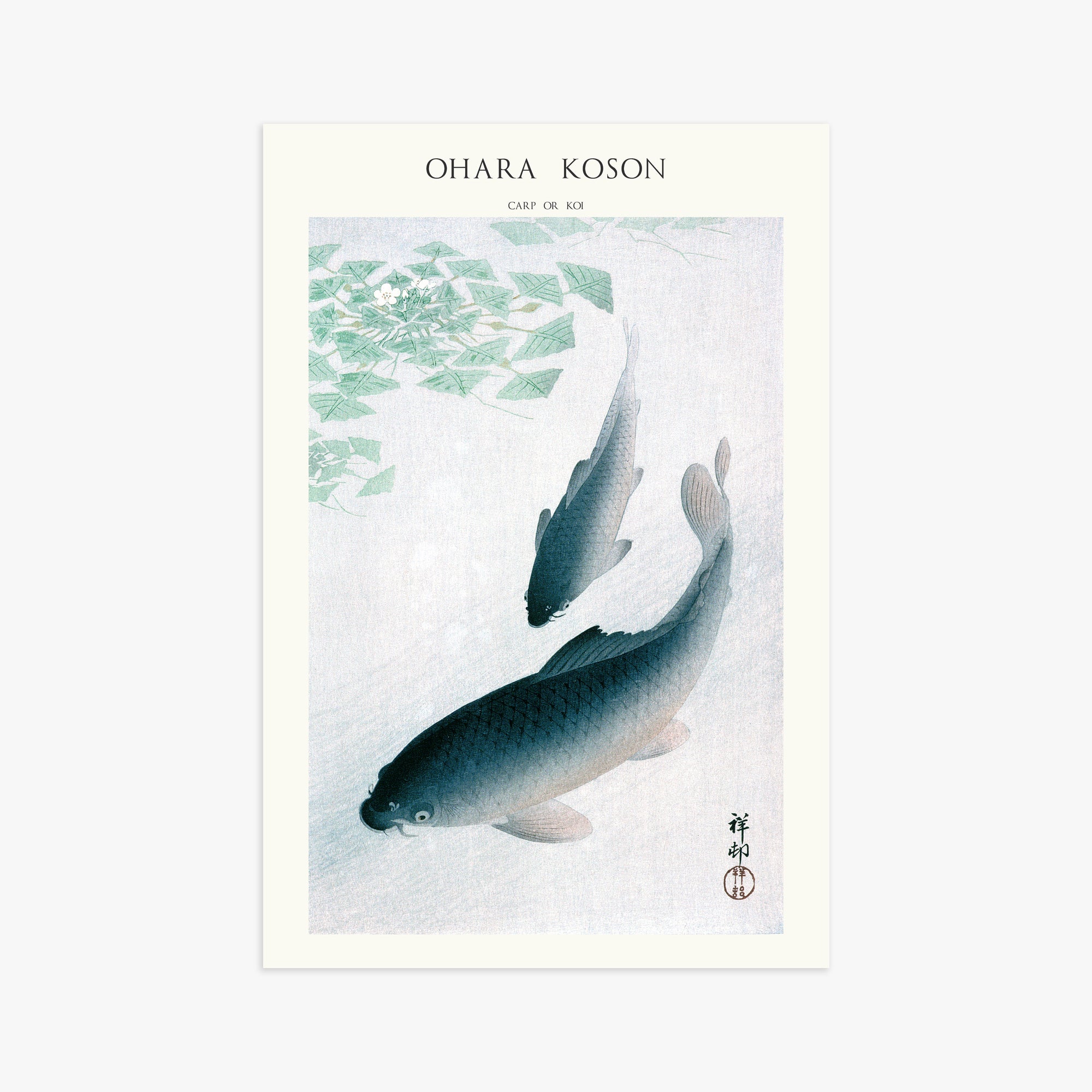 Ohara Koson: Carp or Koi - Japandi, 61x91cm Art Reproduction Unframed
