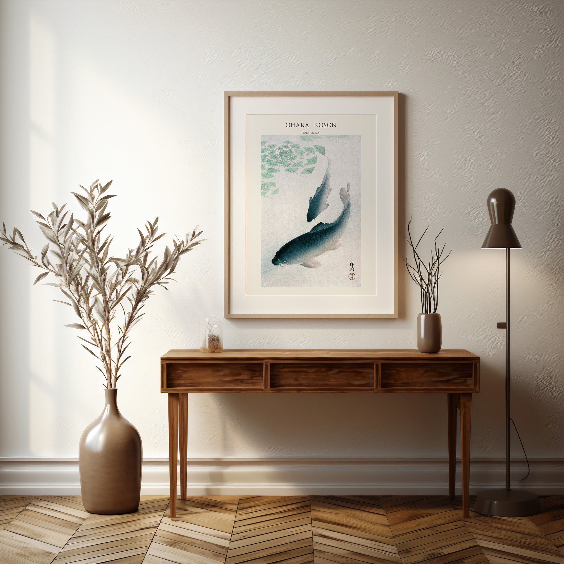 Design Concept No. 37 for Ohara Koson: Carp or Koi - Japandi Japanese Wall Art