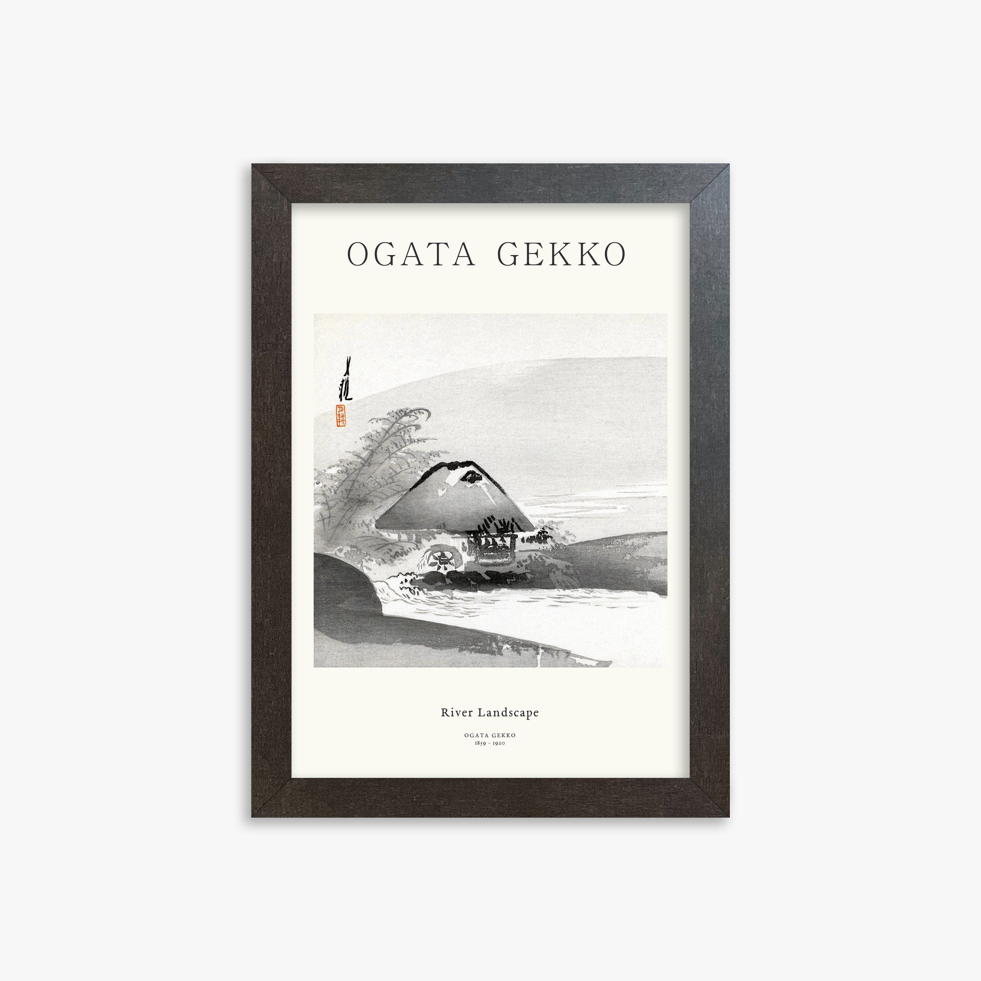 Ogata Gekko: River Landscape - Japandi, 21x30cm Framed Art Reproduction With Espresso Frame