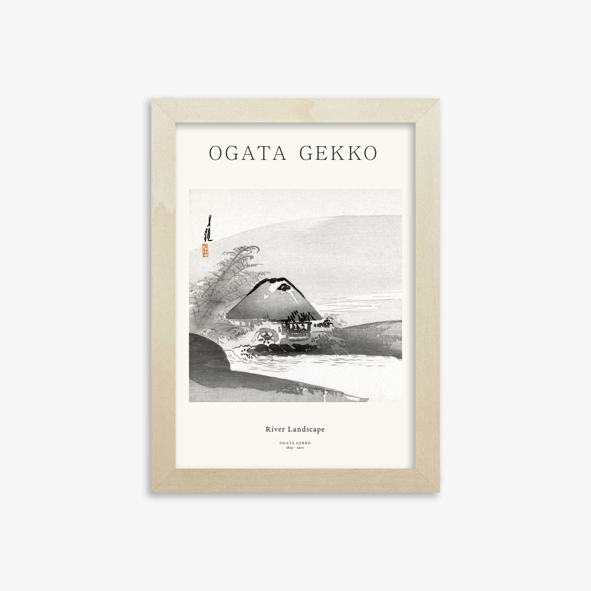 Ogata Gekko: River Landscape - Japandi, 21x30cm Framed Art Reproduction With Lime Wood Frame