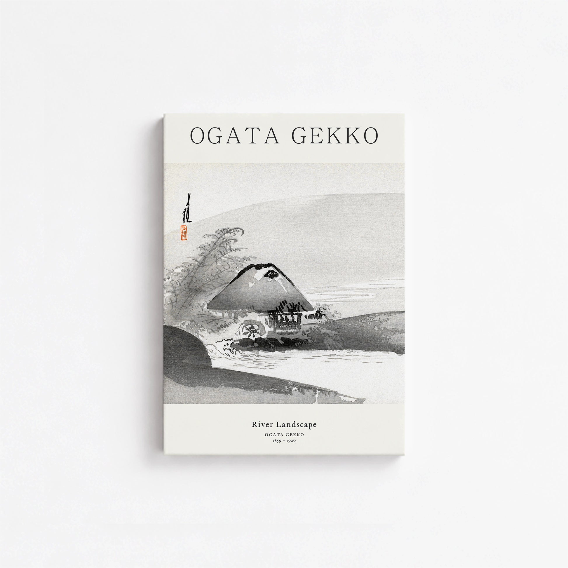 Ogata Gekko: River Landscape - Japandi, 21x30cm Satin Canvas Art Reproduction