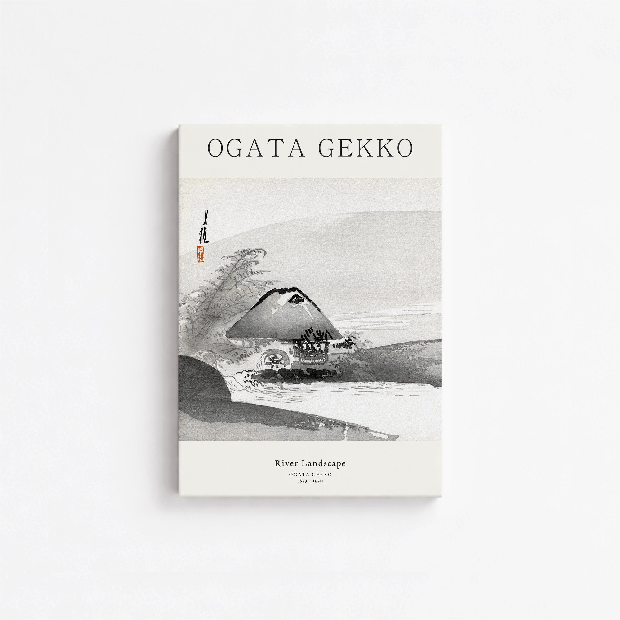Ogata Gekko: River Landscape - Japandi, 21x30cm Satin Canvas Art Reproduction