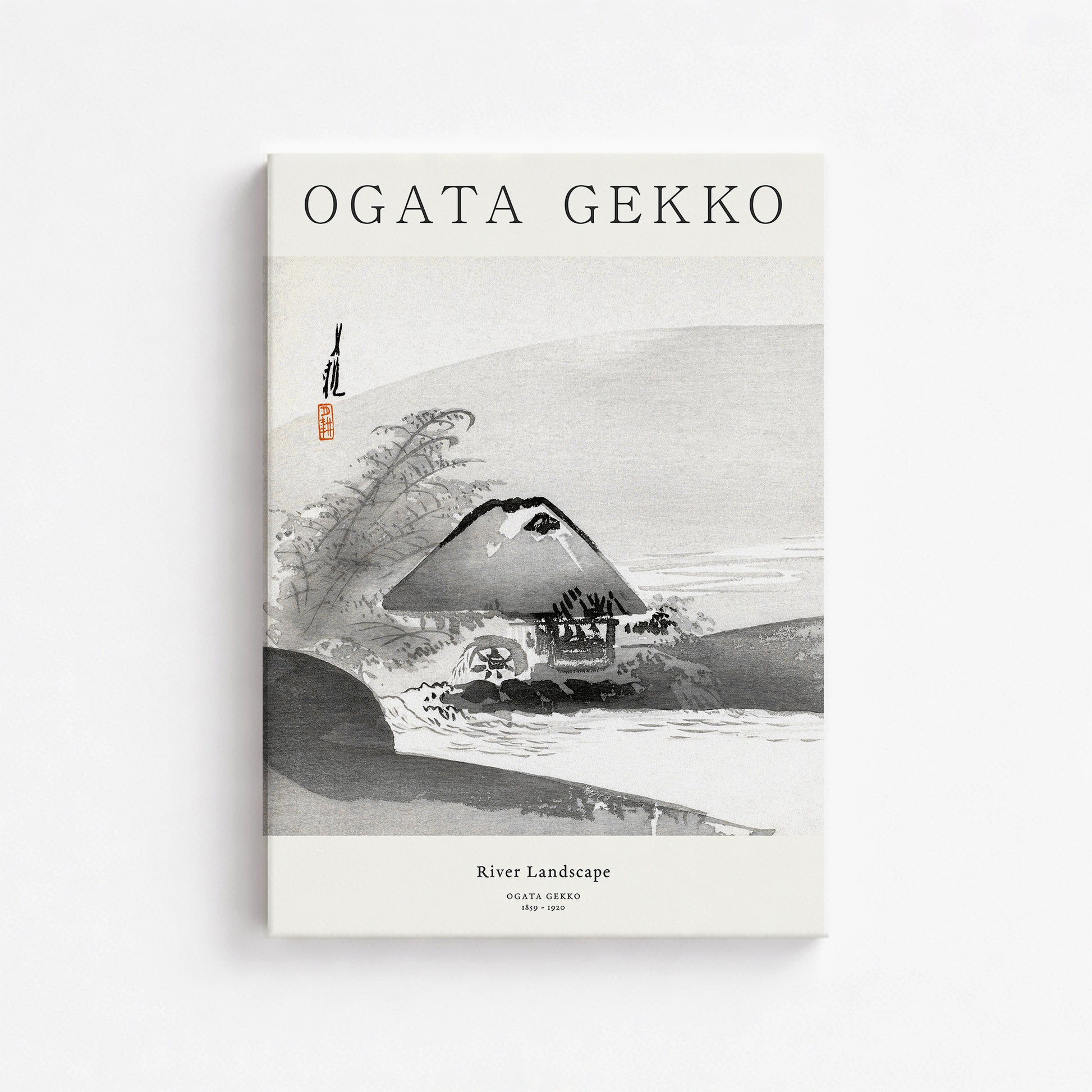 Ogata Gekko: River Landscape - Japandi, 50x70cm Satin Canvas Art Reproduction