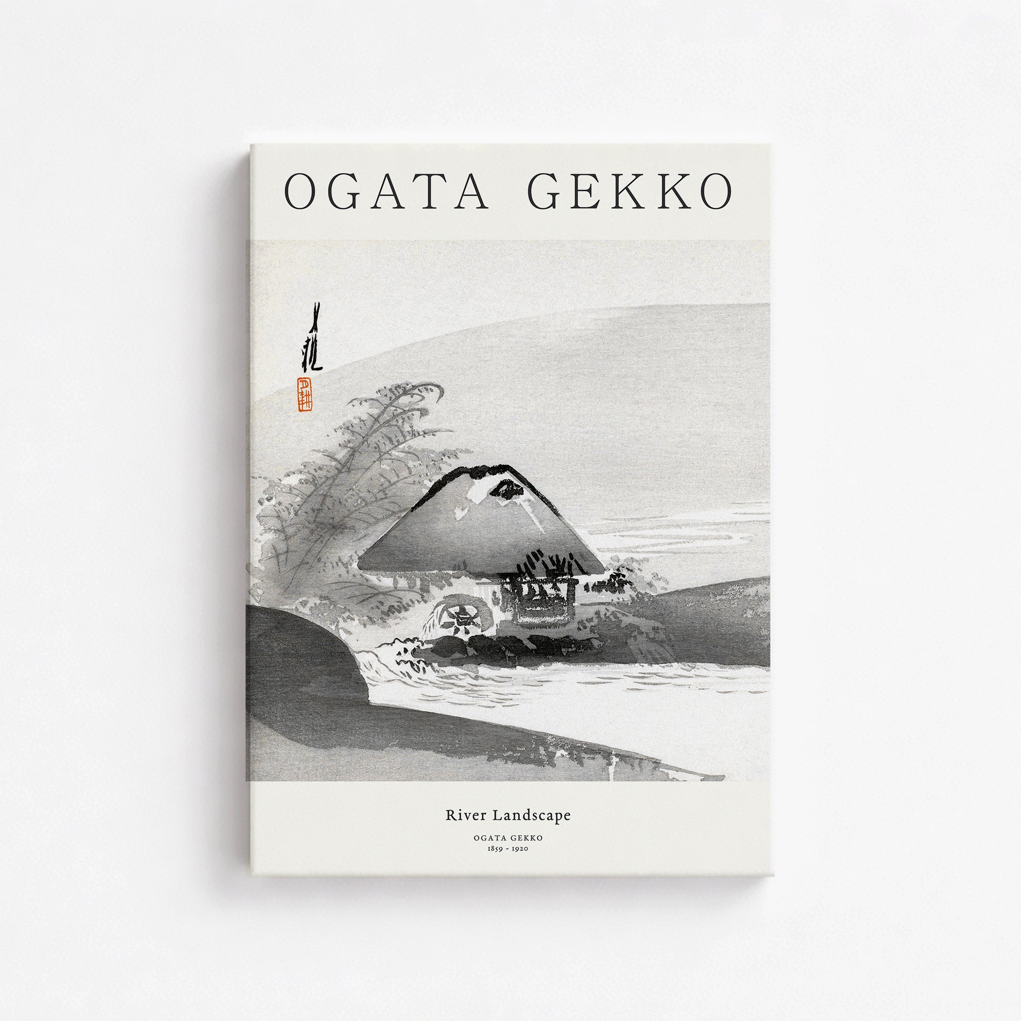 Ogata Gekko: River Landscape - Japandi, 50x70cm Satin Canvas Art Reproduction
