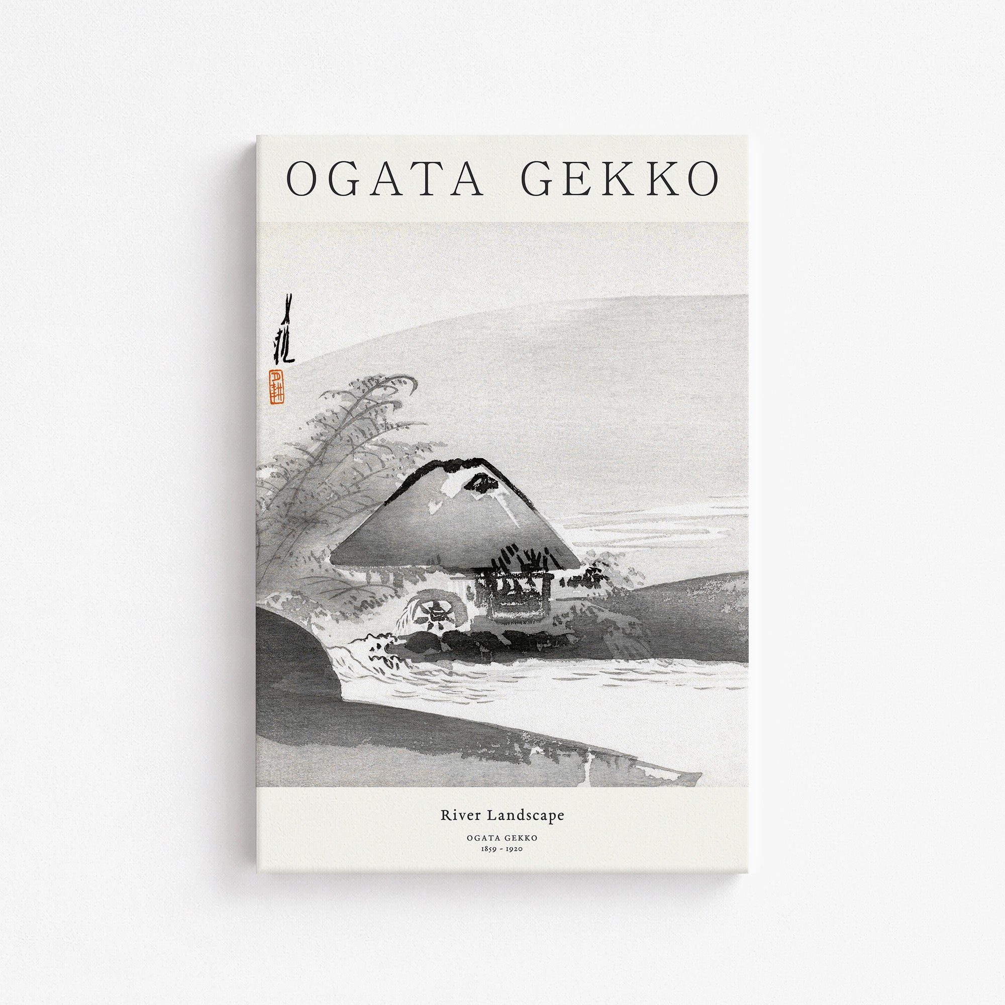 Ogata Gekko: River Landscape - Japandi, 61x91cm Satin Canvas Art Reproduction