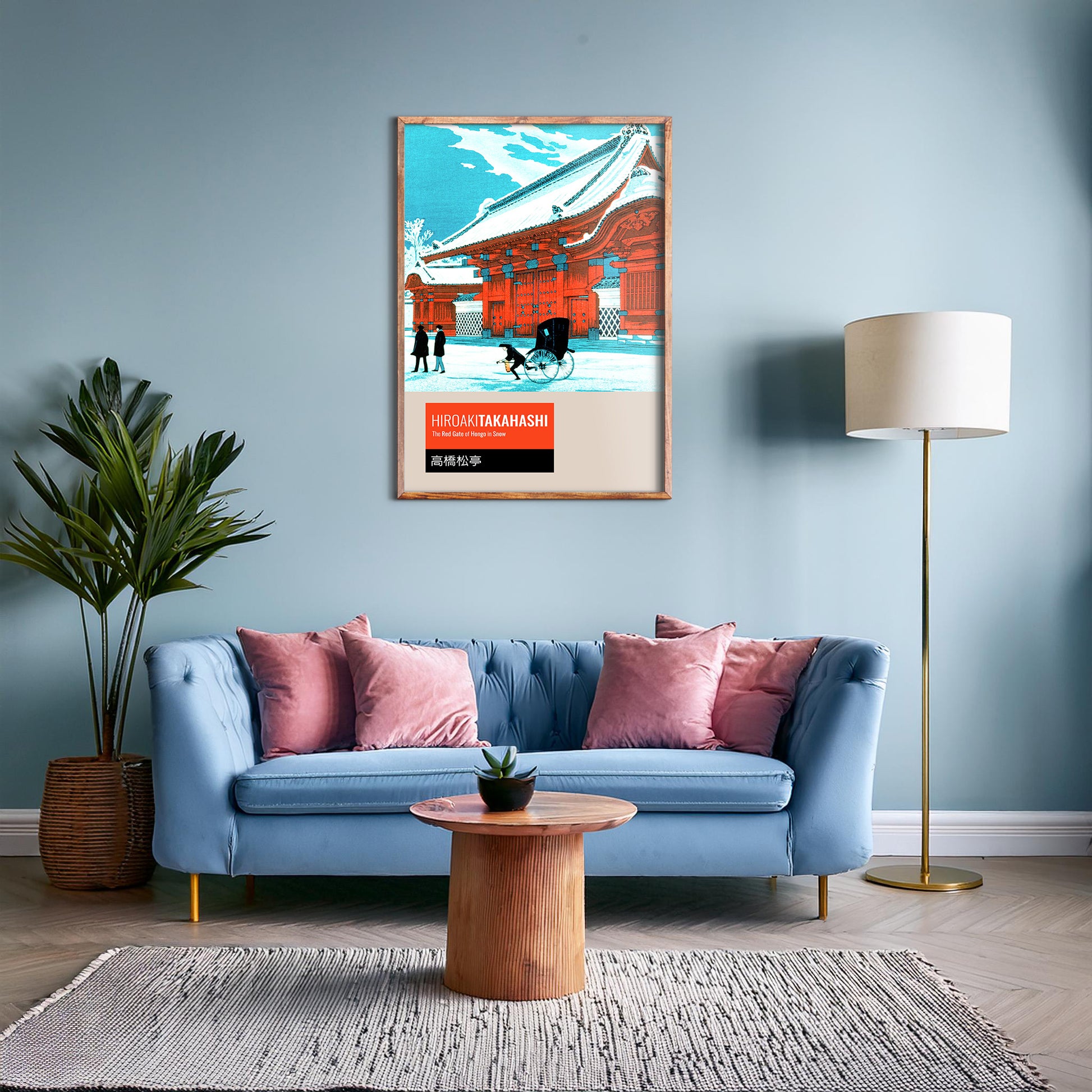 Design Concept No. 28 for Takahashi Hiroaki (Shōtei): The Red Gate of Hongo in Snow - Japandi Japanese Wall Art