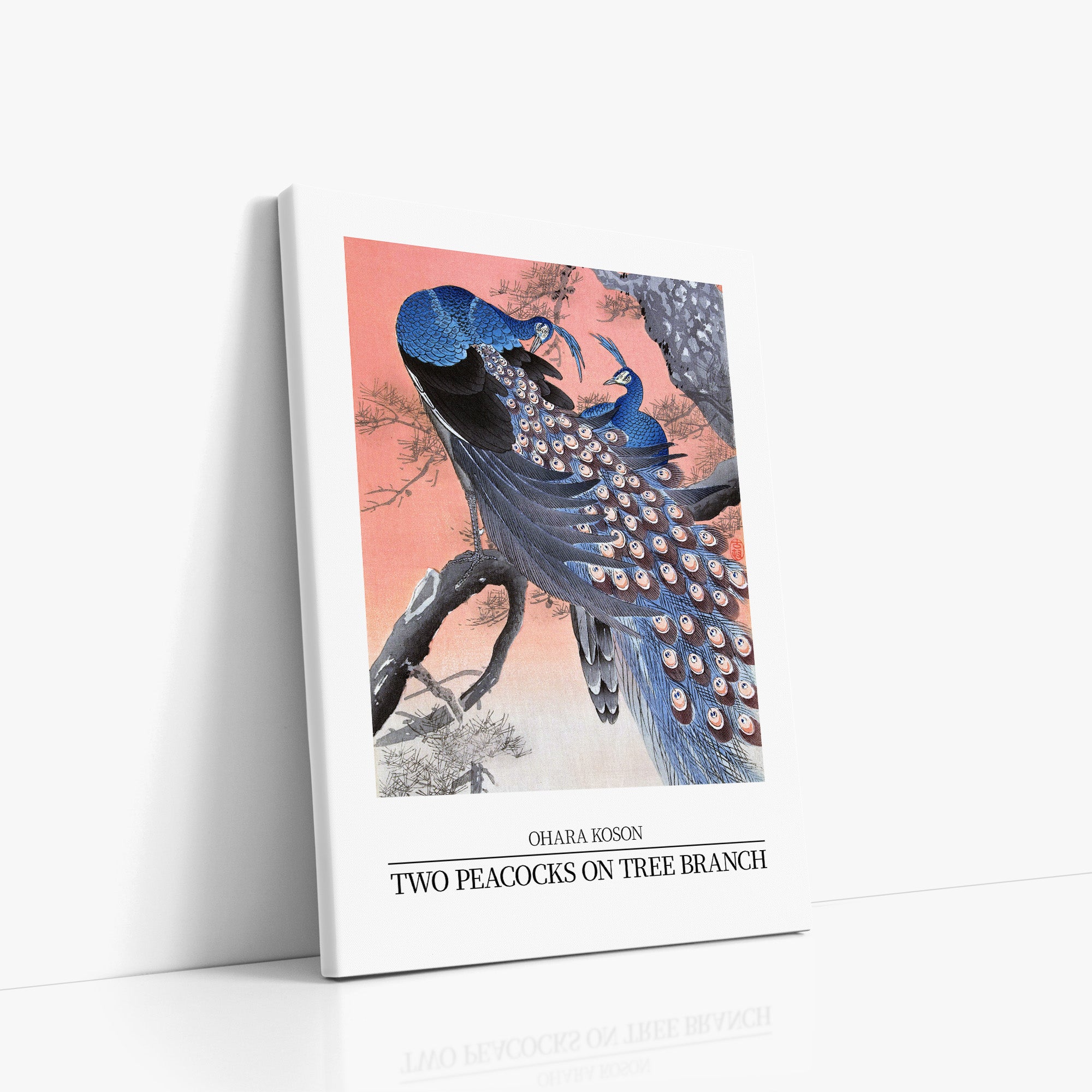 Two peacocks on tree branch - Gallery-style