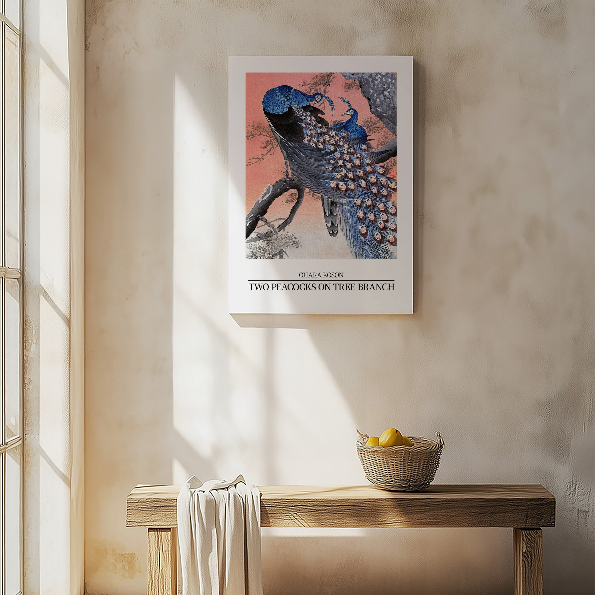 Two peacocks on tree branch - Gallery-style