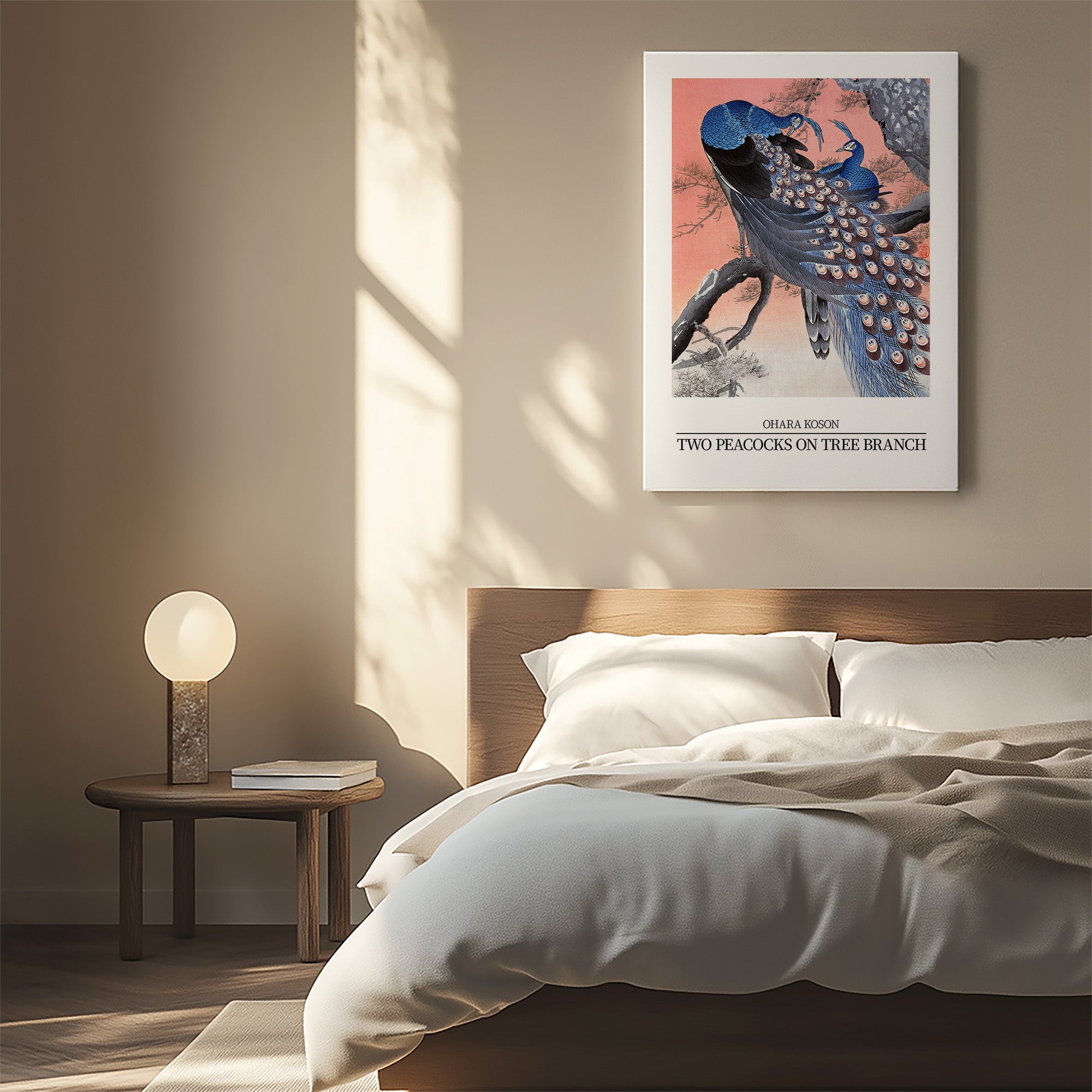 Two peacocks on tree branch - Gallery-style