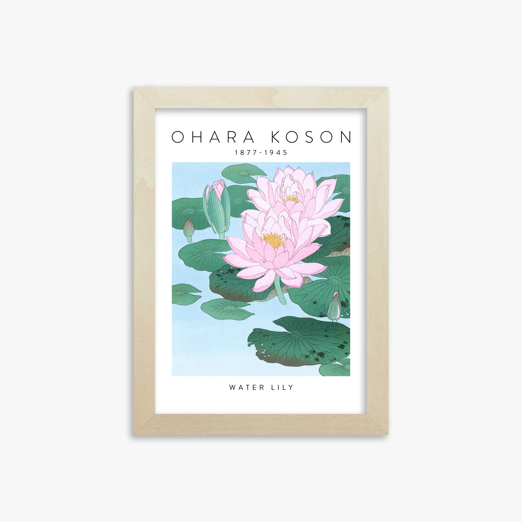 Ohara Koson: Water Lily - Gallery-style, 21x30cm Framed Art Reproduction With Lime Wood Frame