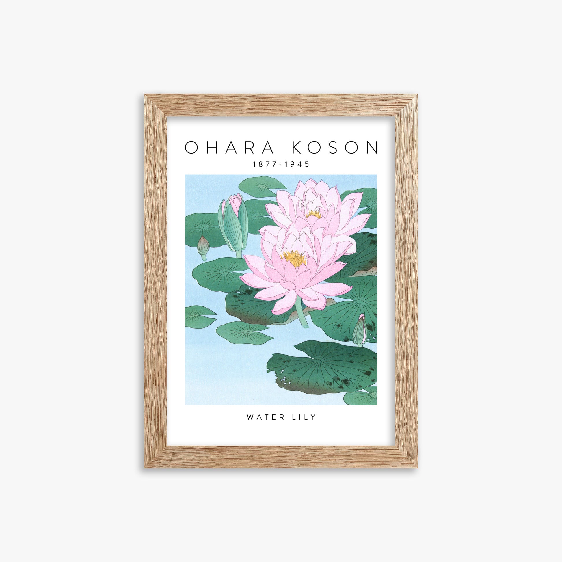 Ohara Koson: Water Lily - Gallery-style, 21x30cm Framed Art Reproduction With Raw Oak Frame