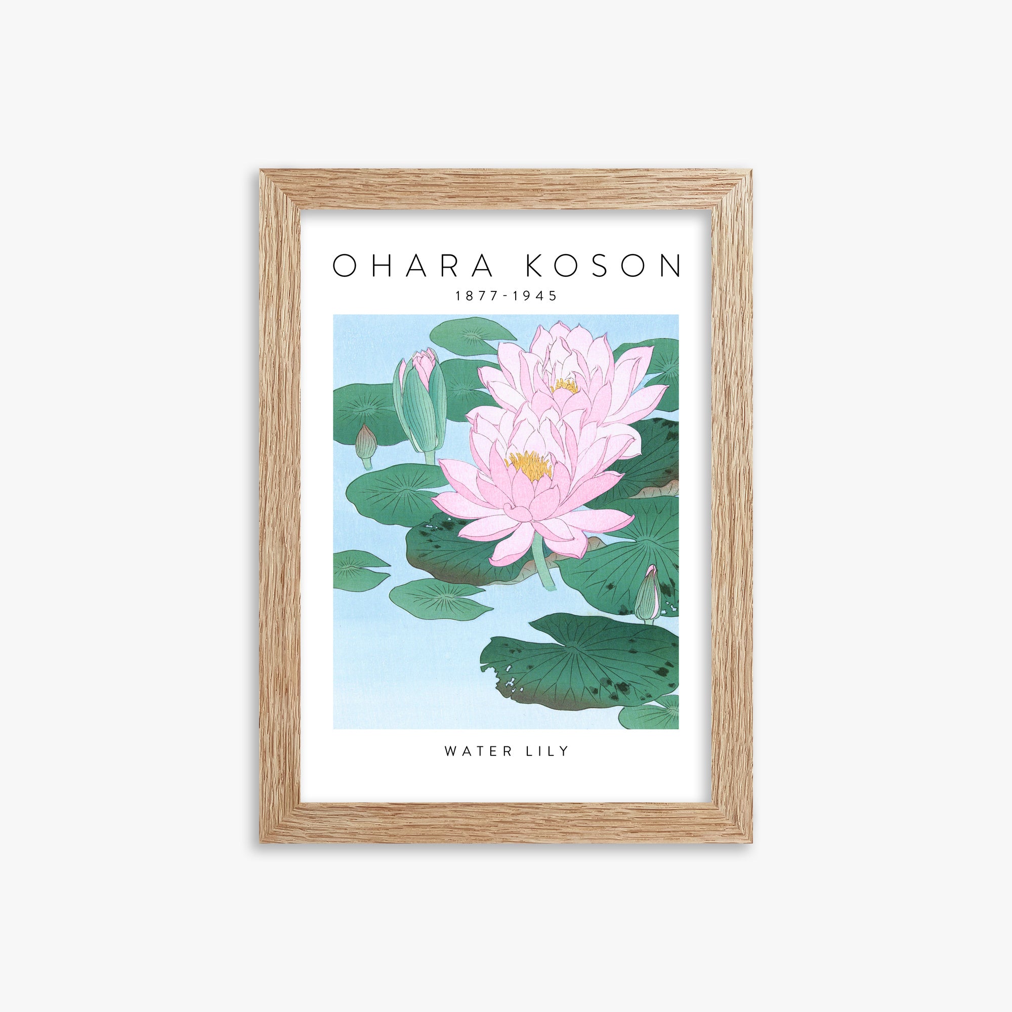 Ohara Koson: Water Lily - Gallery-style, 21x30cm Framed Art Reproduction With Raw Oak Frame