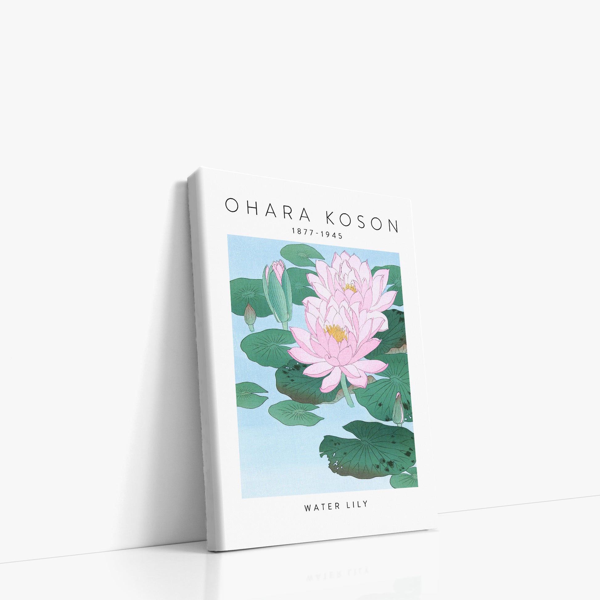 Ohara Koson: Water Lily - Gallery-style, 21x30cm Satin Canvas Art Reproduction Left Angle