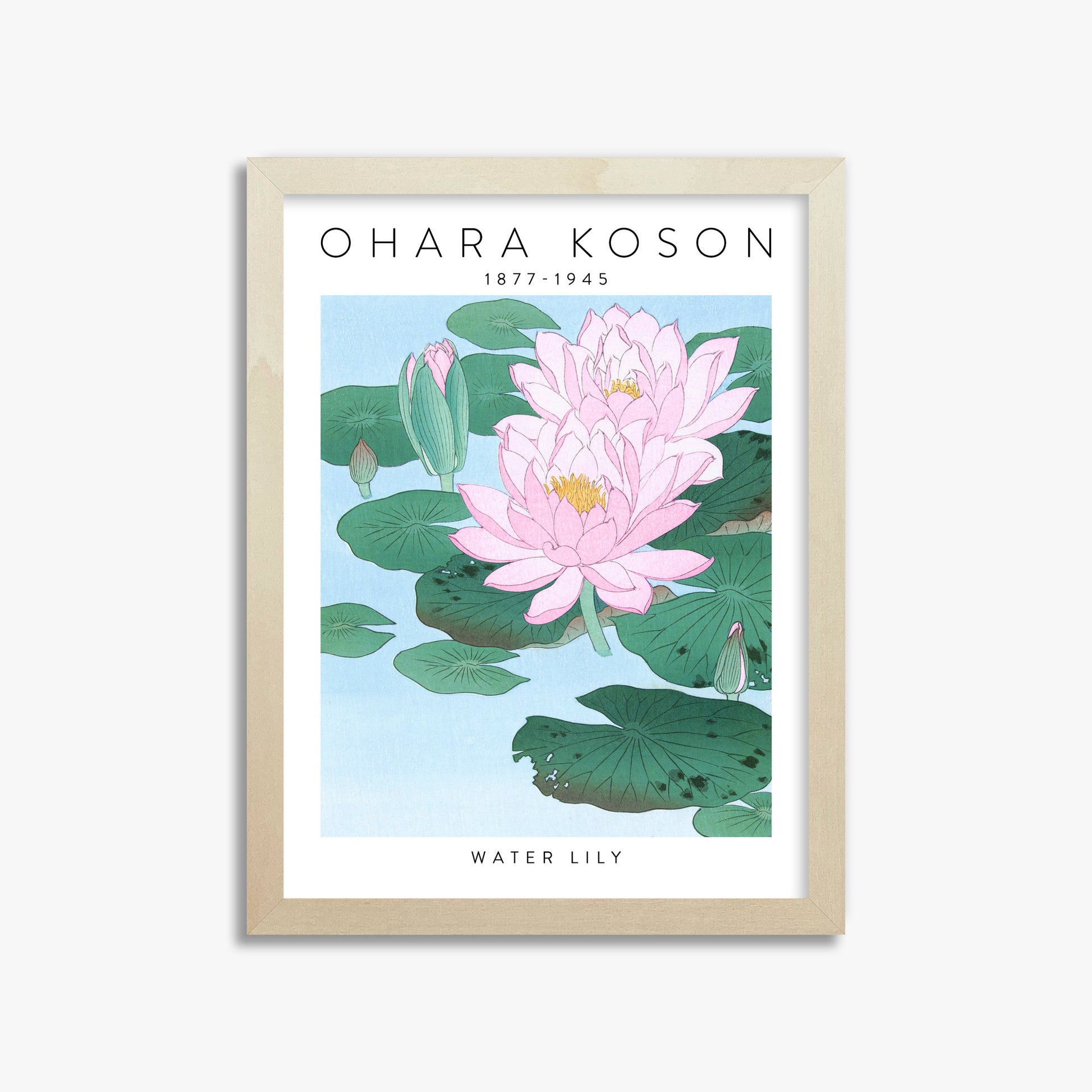 Ohara Koson: Water Lily - Gallery-style, 30x40cm Framed Art Reproduction With Lime Wood Frame