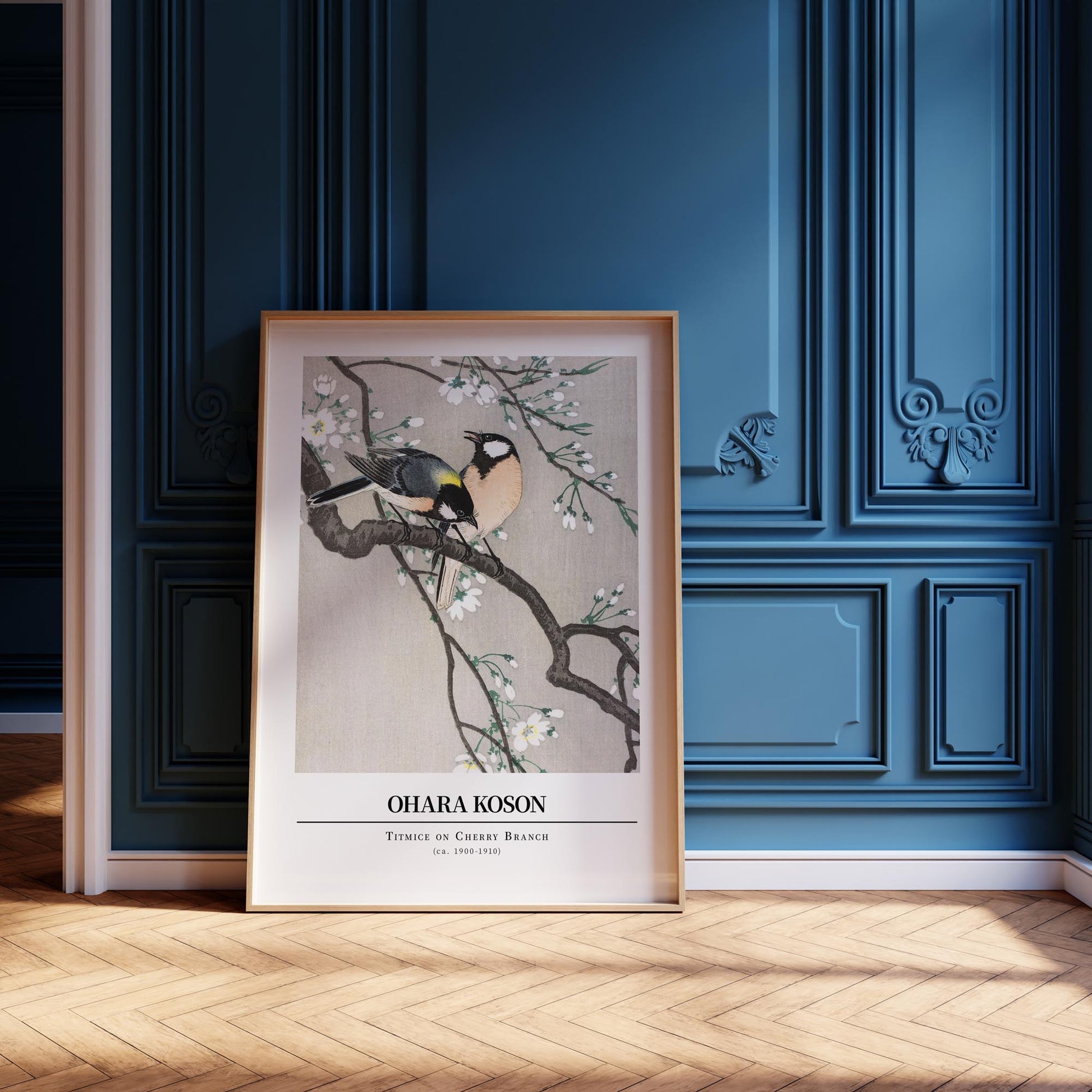Design concept No. 12 for Ohara Koson: Titmice on Cherry Branch - Gallery-style Japanese Wall Art