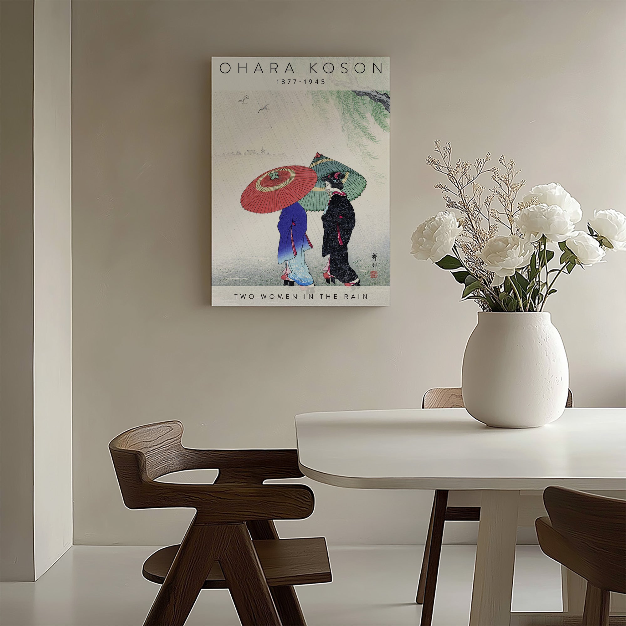 Zwei Frauen im Regen - Galerie-Stil 2