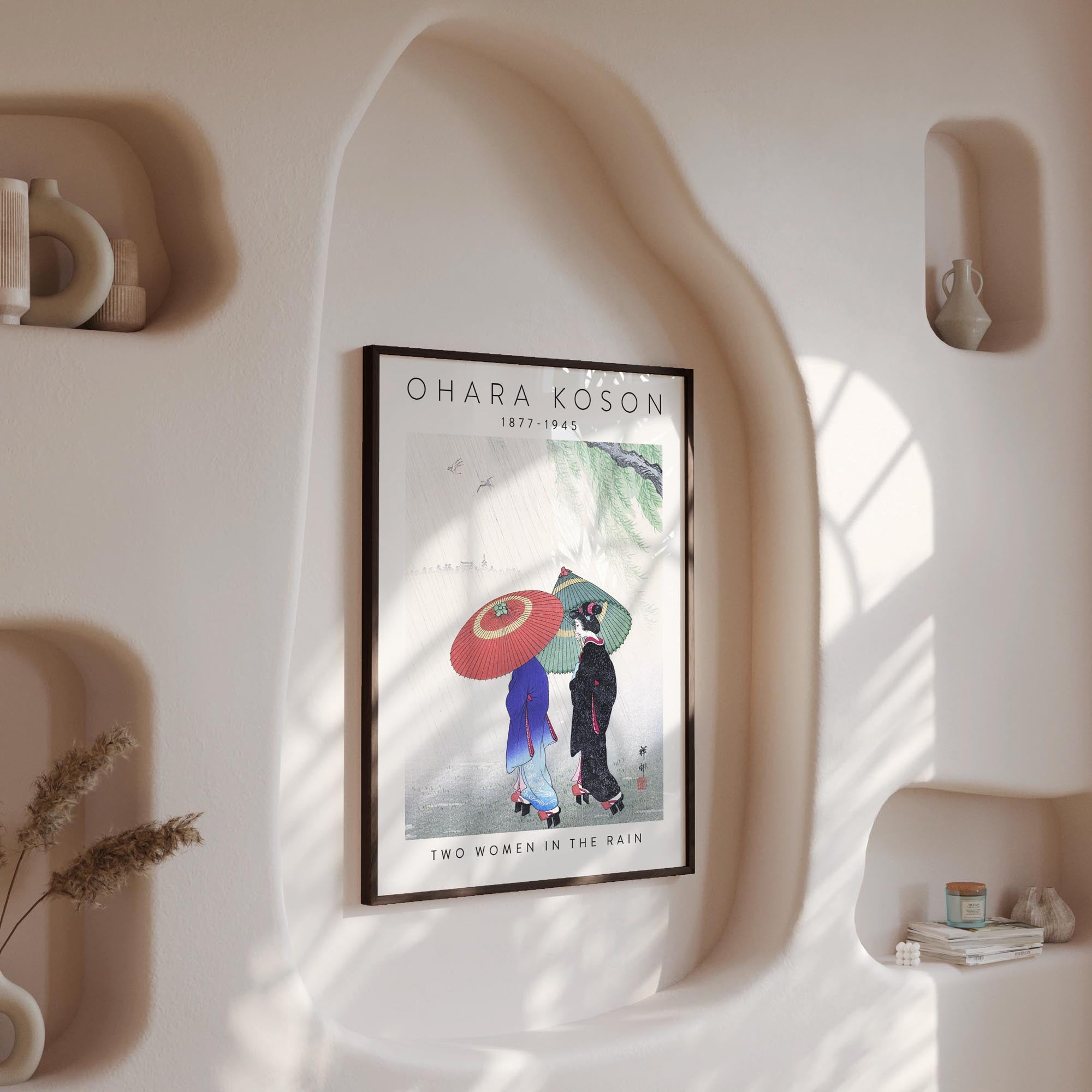Design concept No. 13 for Ohara Koson: Two Women in the Rain - Gallery-style 2 Japanese Wall Art