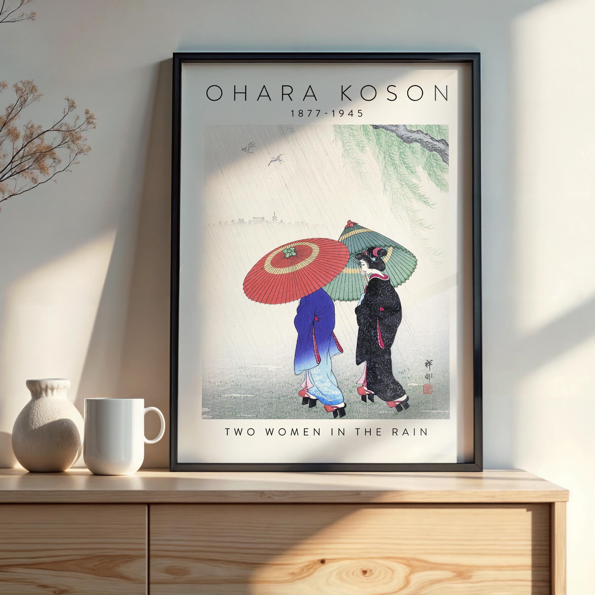 Design concept No. 22 for Ohara Koson: Two Women in the Rain - Gallery-style 2 Japanese Wall Art