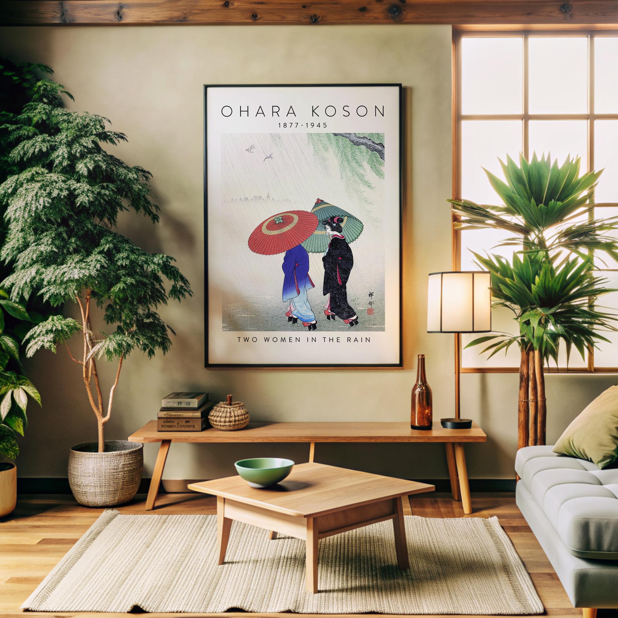 Design concept No. 32 for Ohara Koson: Two Women in the Rain - Gallery-style 2 Japanese Wall Art