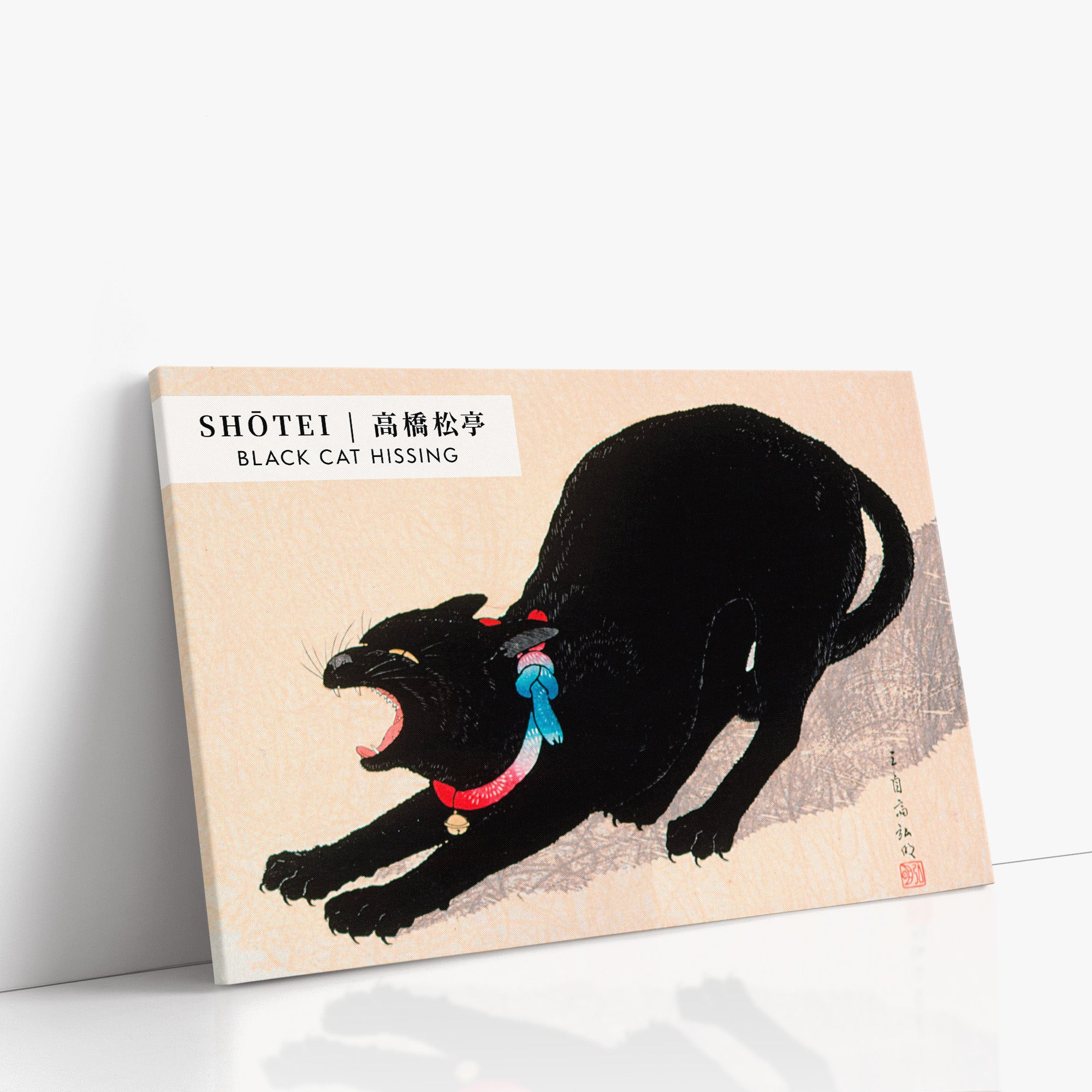 Chat noir qui siffle - Style galerie