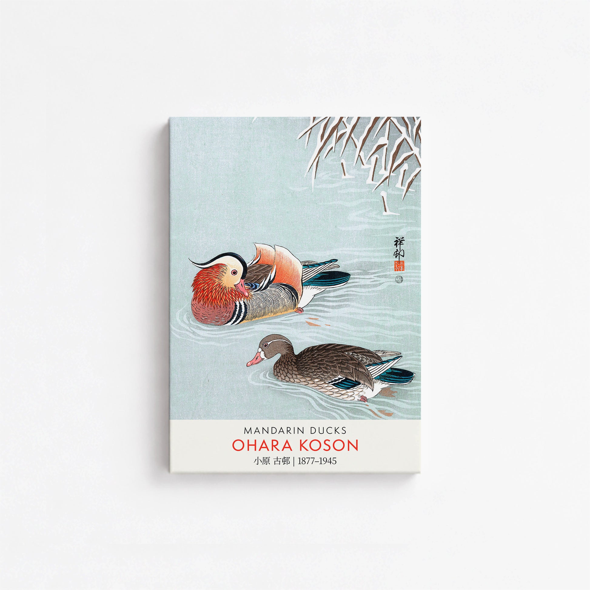 Ohara Koson: Mandarin Ducks - Gallery-style, 21x30cm Satin Canvas Art Reproduction