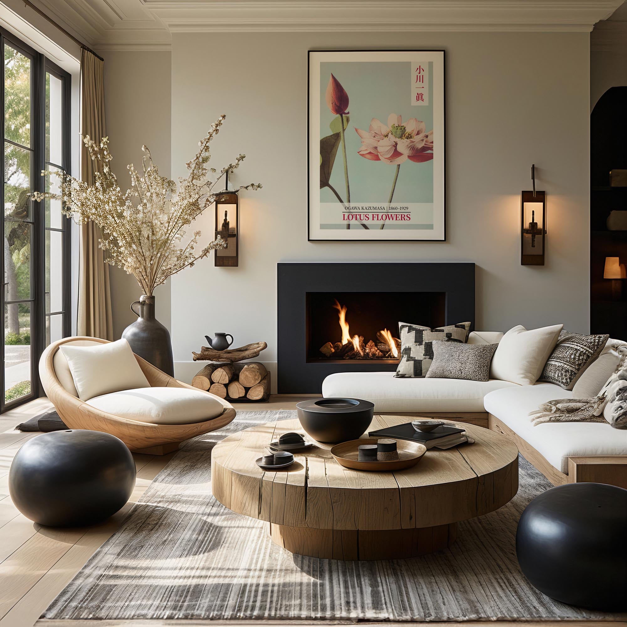 Design concept No. 39 for Ogawa Kazumasa: Lotus Flowers - Gallery-style 2 Japanese Wall Art