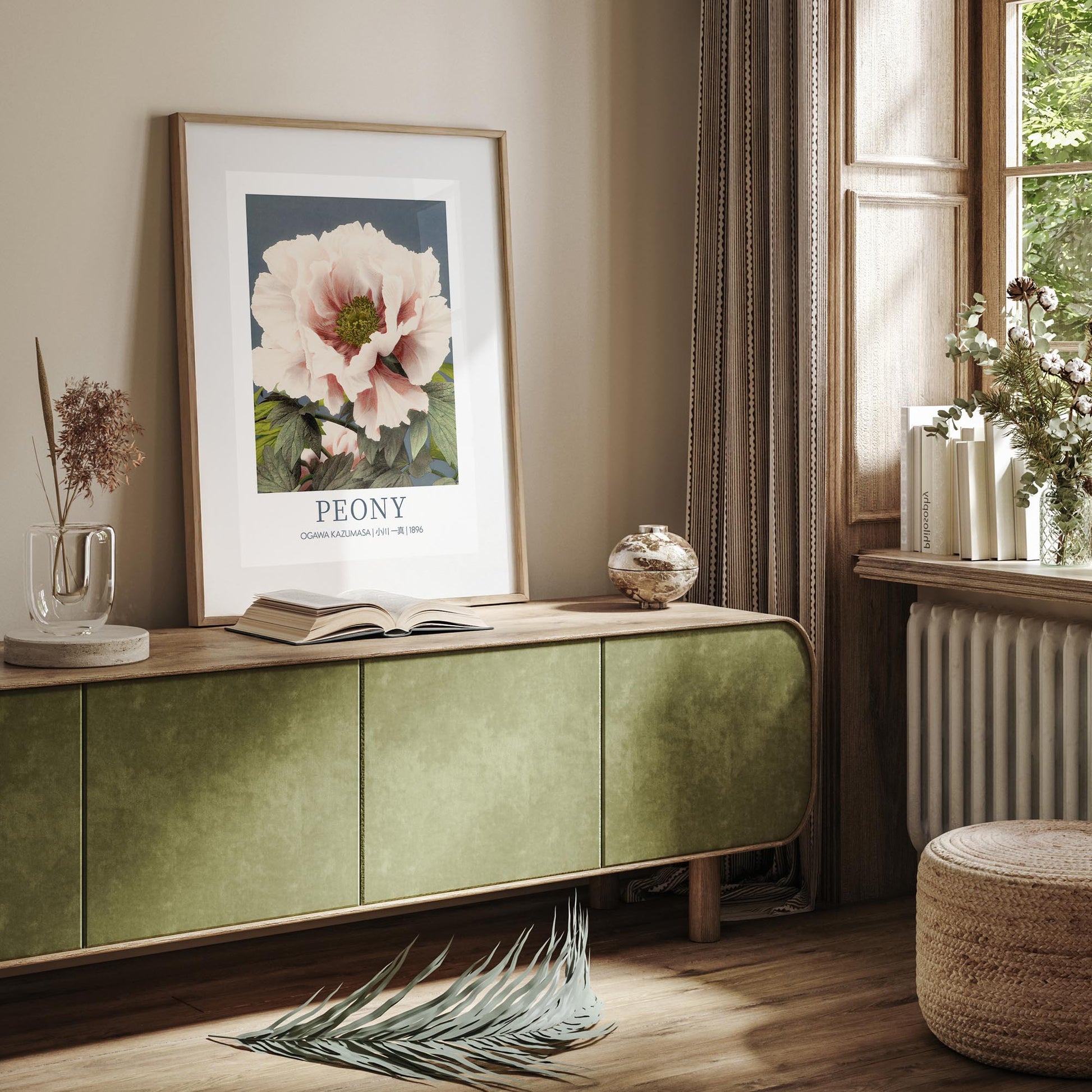 Design concept No. 23 for Ogawa Kazumasa: Peony - Gallery-style Japanese Wall Art