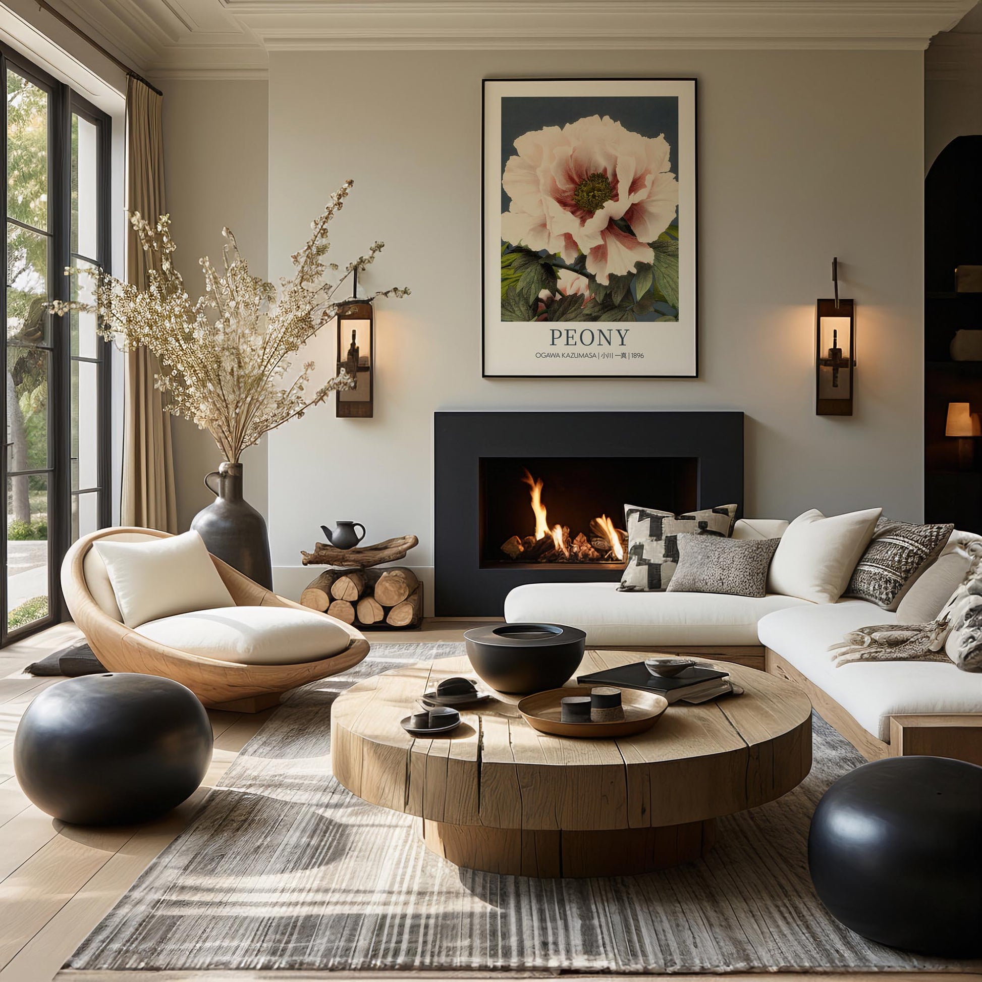 Design concept No. 39 for Ogawa Kazumasa: Peony - Gallery-style Japanese Wall Art