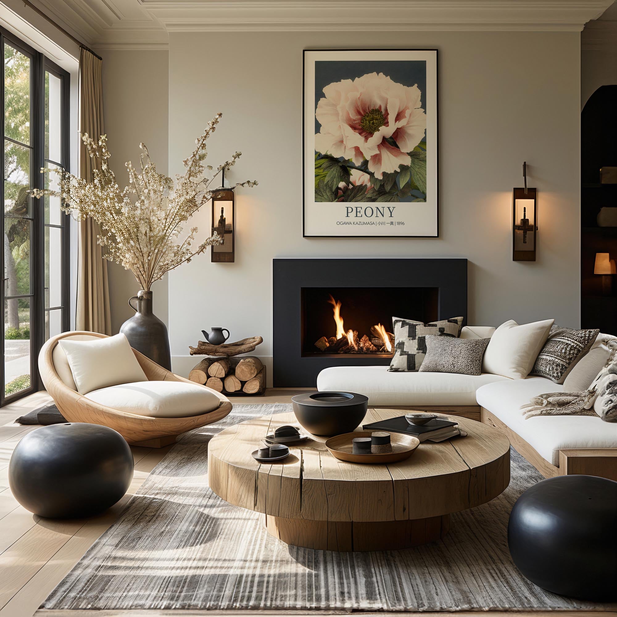 Design concept No. 39 for Ogawa Kazumasa: Peony - Gallery-style Japanese Wall Art