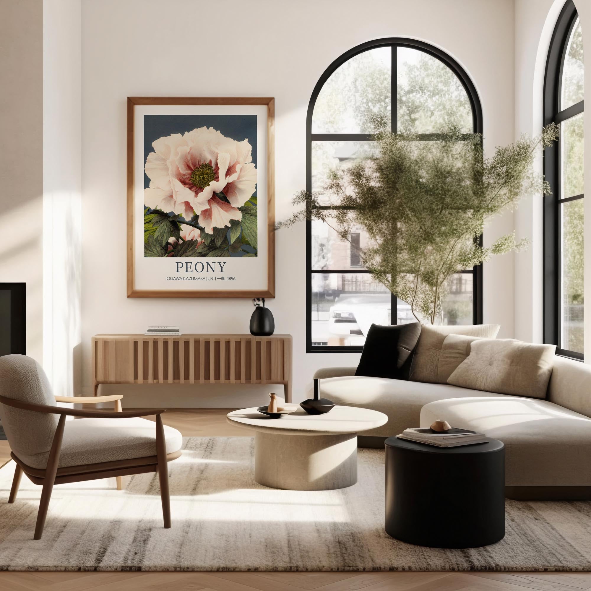 Design concept No. 40 for Ogawa Kazumasa: Peony - Gallery-style Japanese Wall Art