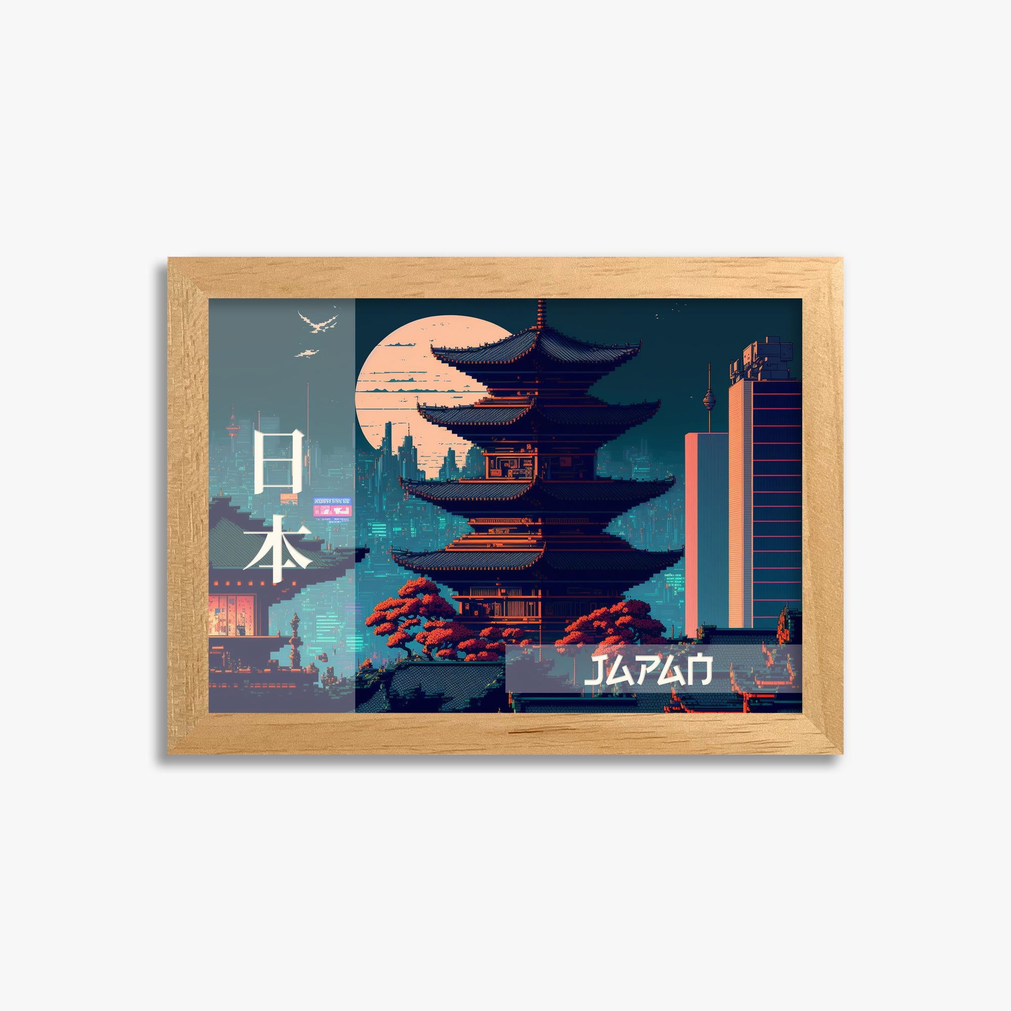 Japan Fusion - Japandi Style, 21x30cm Framed Poster With Oak Frame