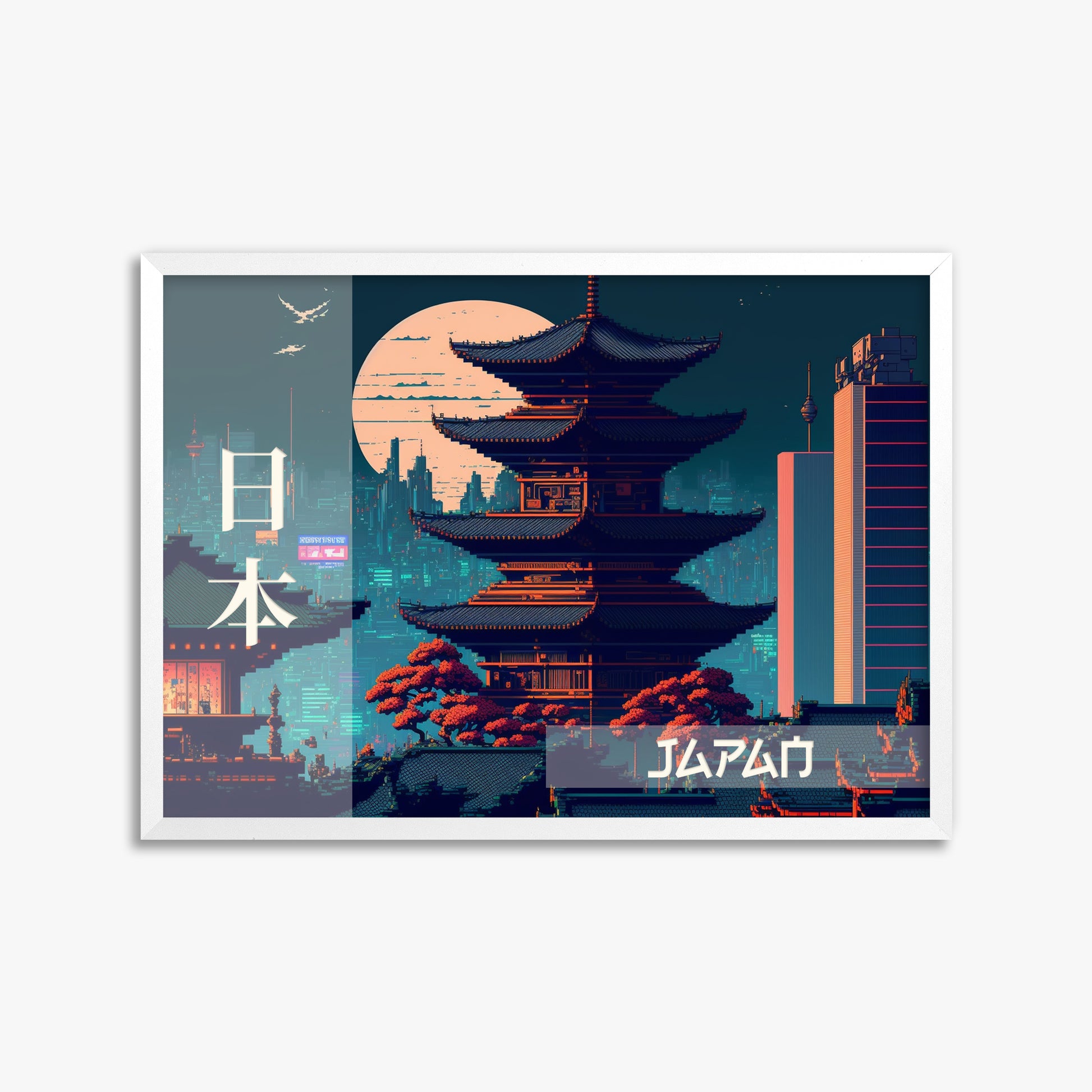 Japan Fusion - Japandi Style, 50x70cm Framed Poster With White Frame