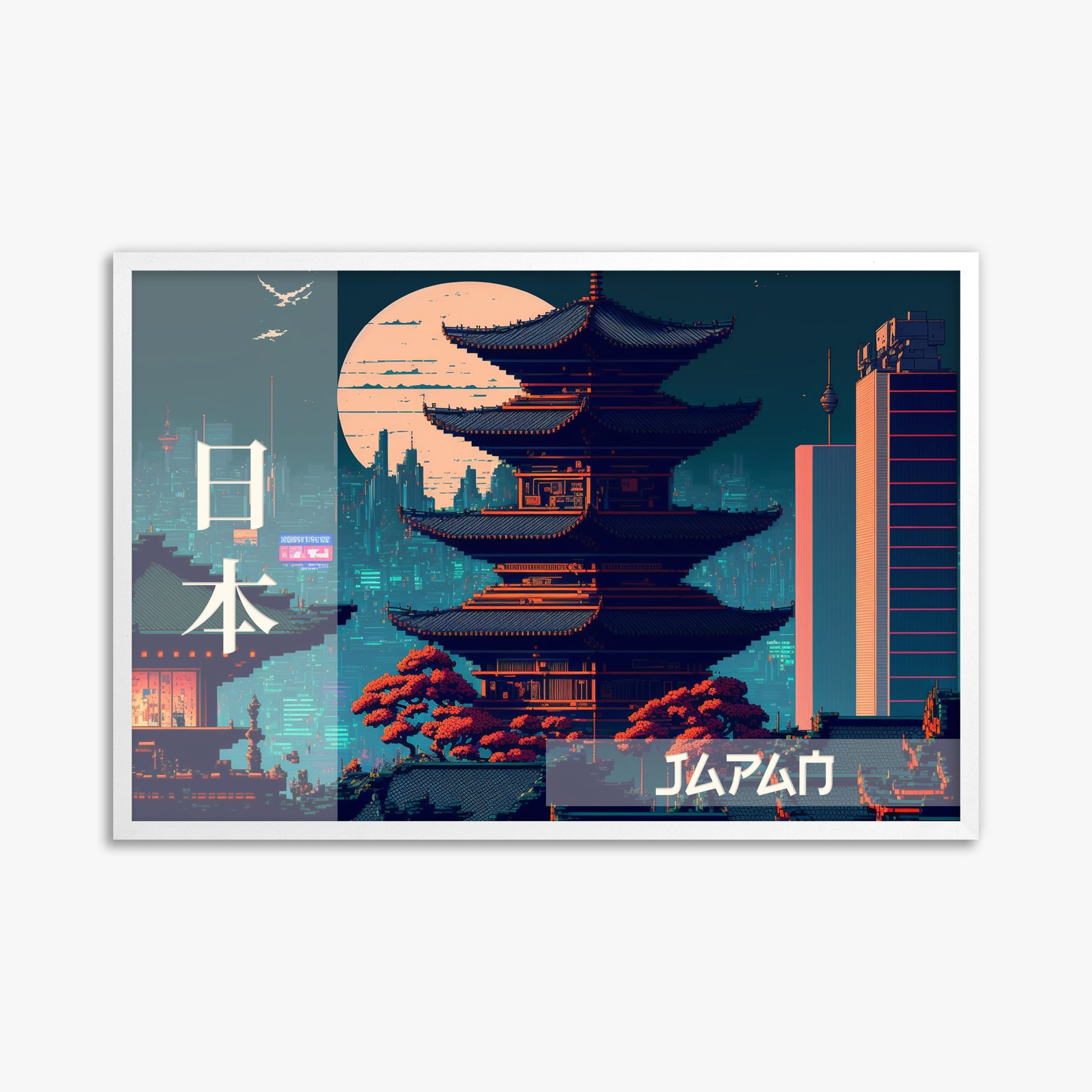 Japan Fusion - Japandi Style, 61x91cm Framed Poster With White Frame
