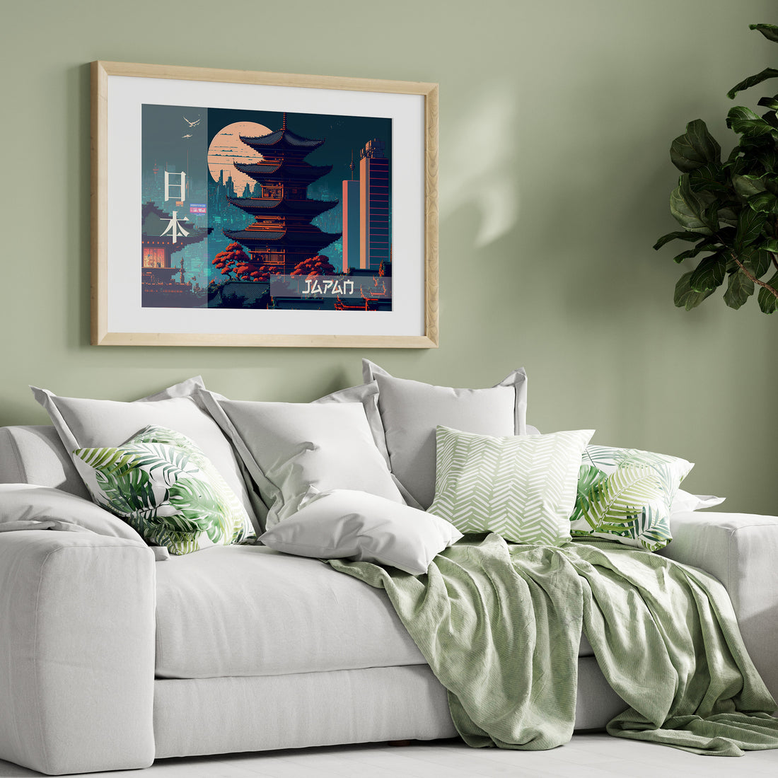 Japan Fusion - Japandi Style, 50x70cm Framed Poster With Black Frame