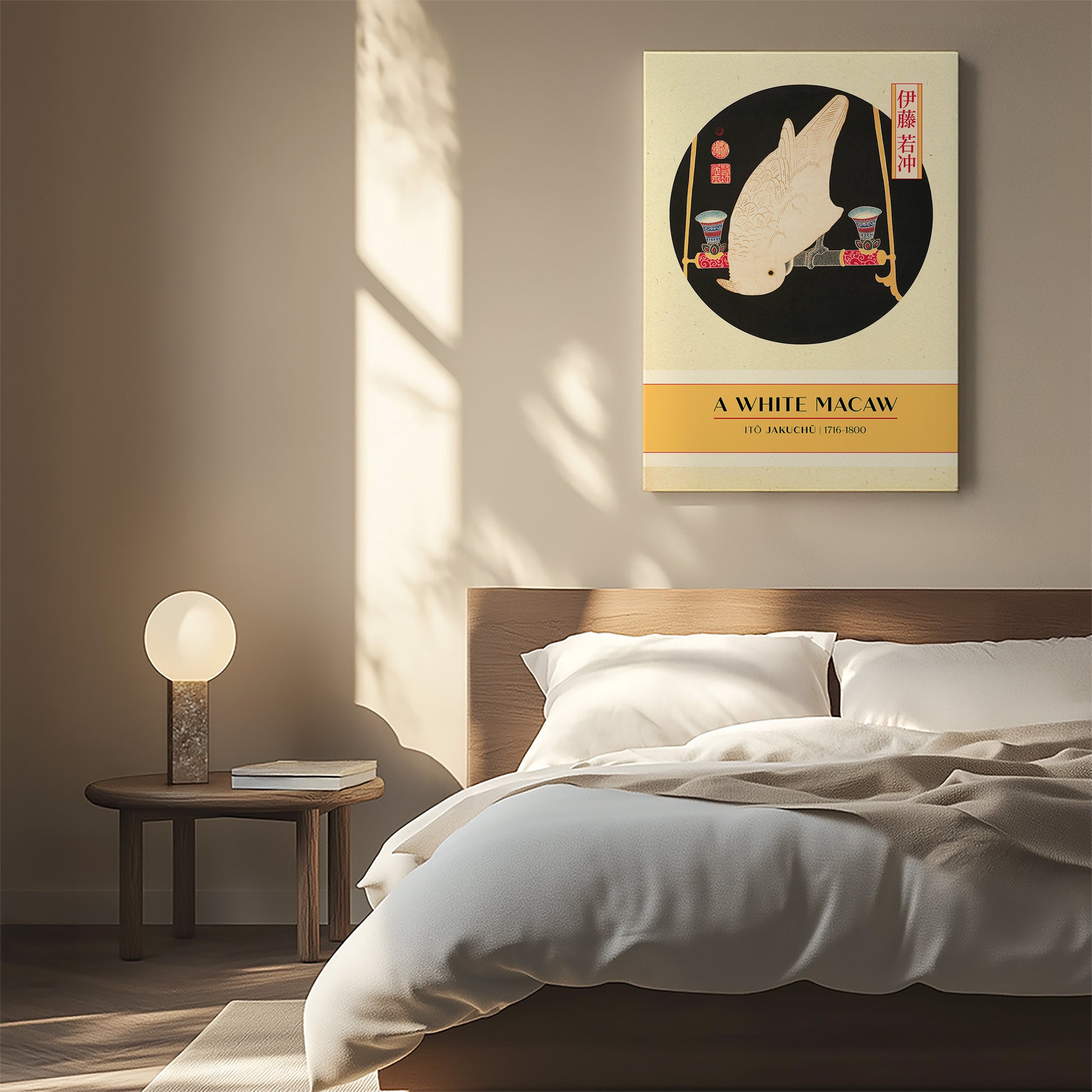 Design Concept No. 55 for Itō Jakuchū: A White Macaw - Gallery-style Japanese Satin Canvas Wall Art