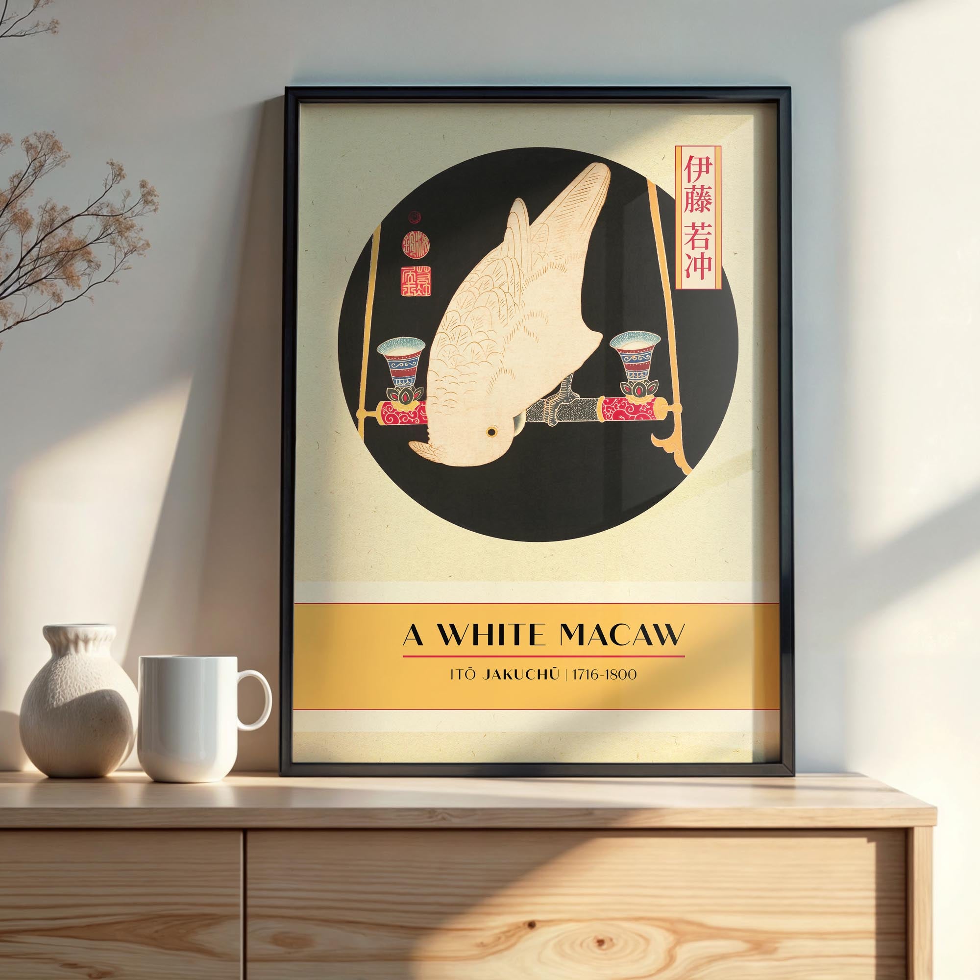 Design concept No. 22 for Itō Jakuchū: A White Macaw - Gallery-style Japanese Wall Art