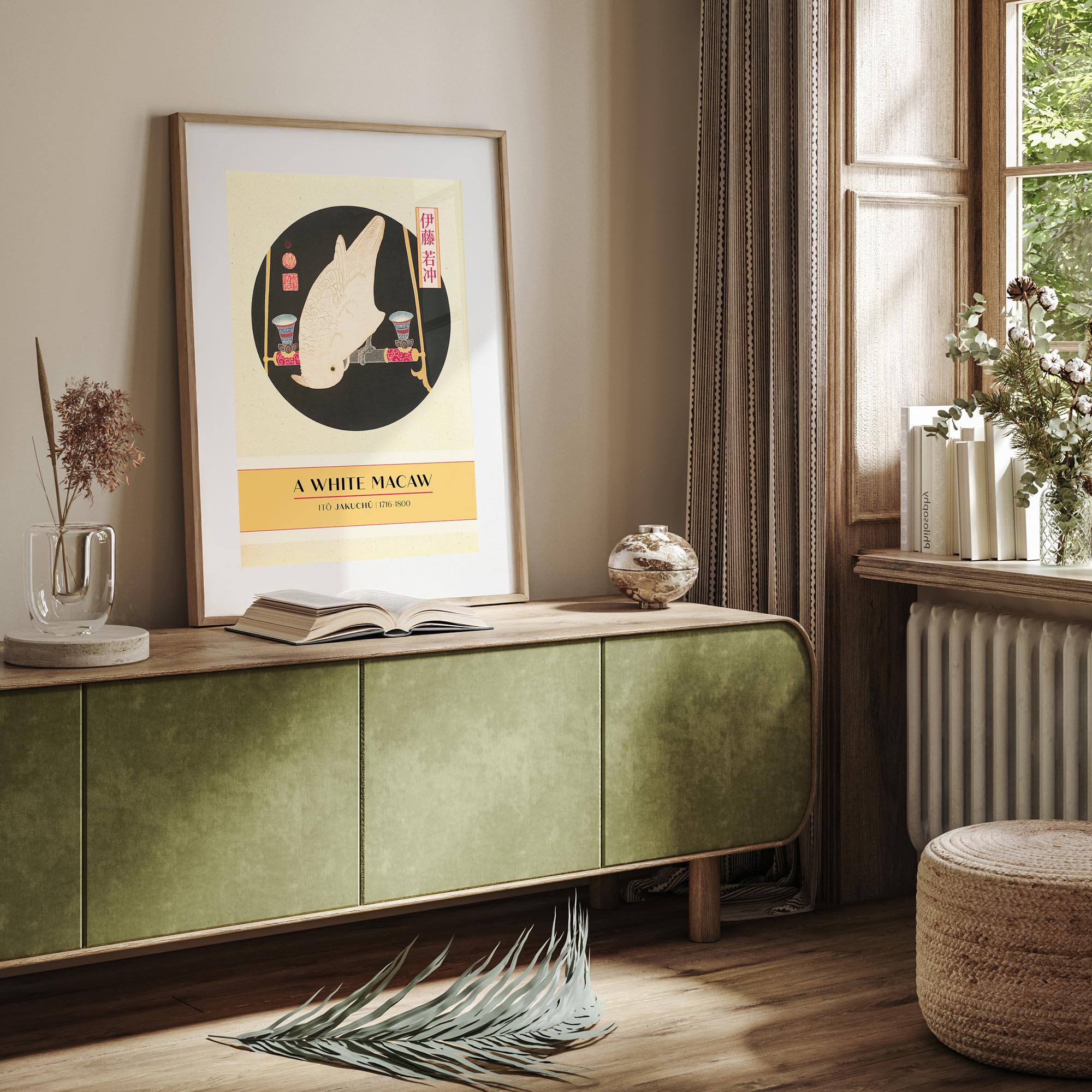 Design concept No. 23 for Itō Jakuchū: A White Macaw - Gallery-style Japanese Wall Art