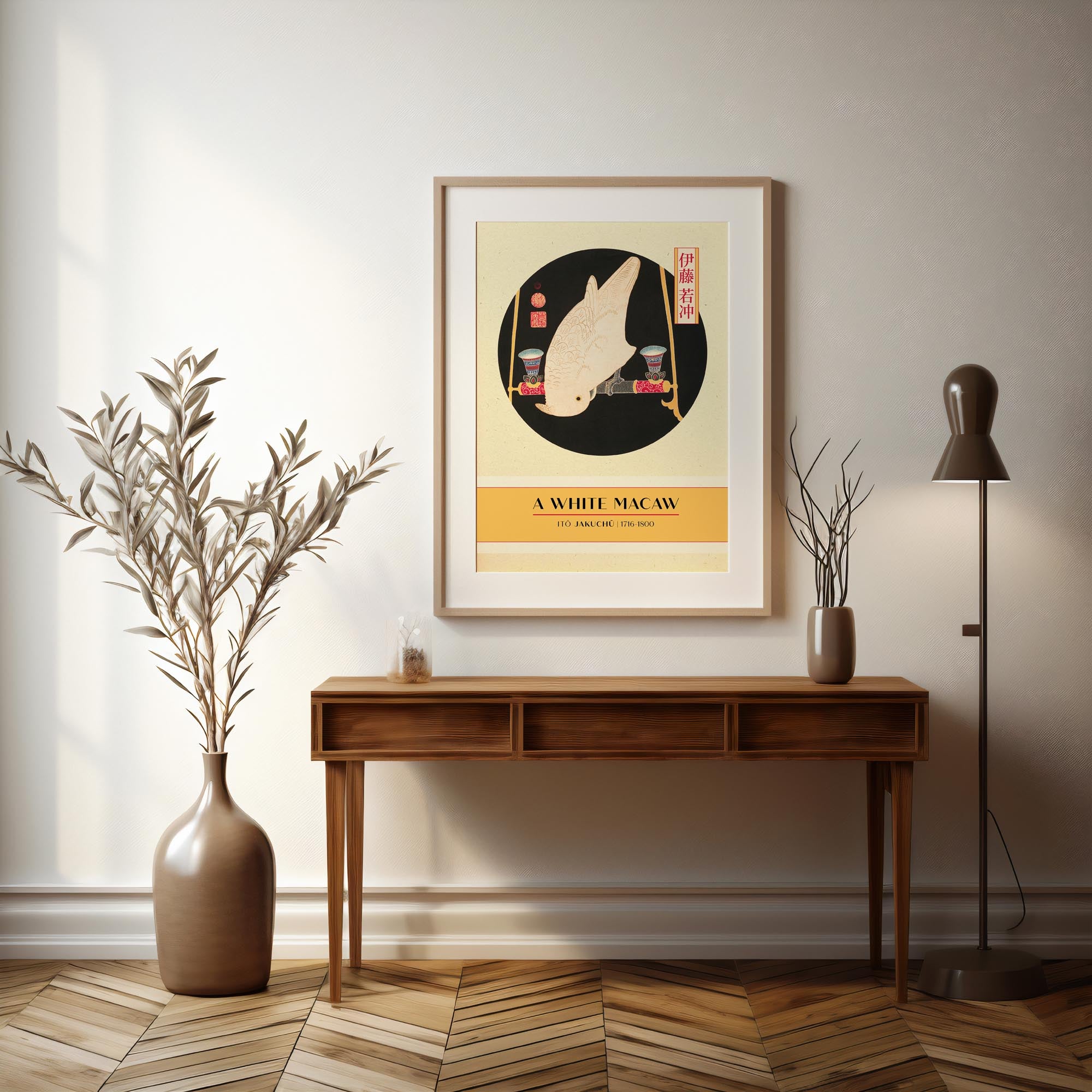 Design concept No. 37 for Itō Jakuchū: A White Macaw - Gallery-style Japanese Wall Art