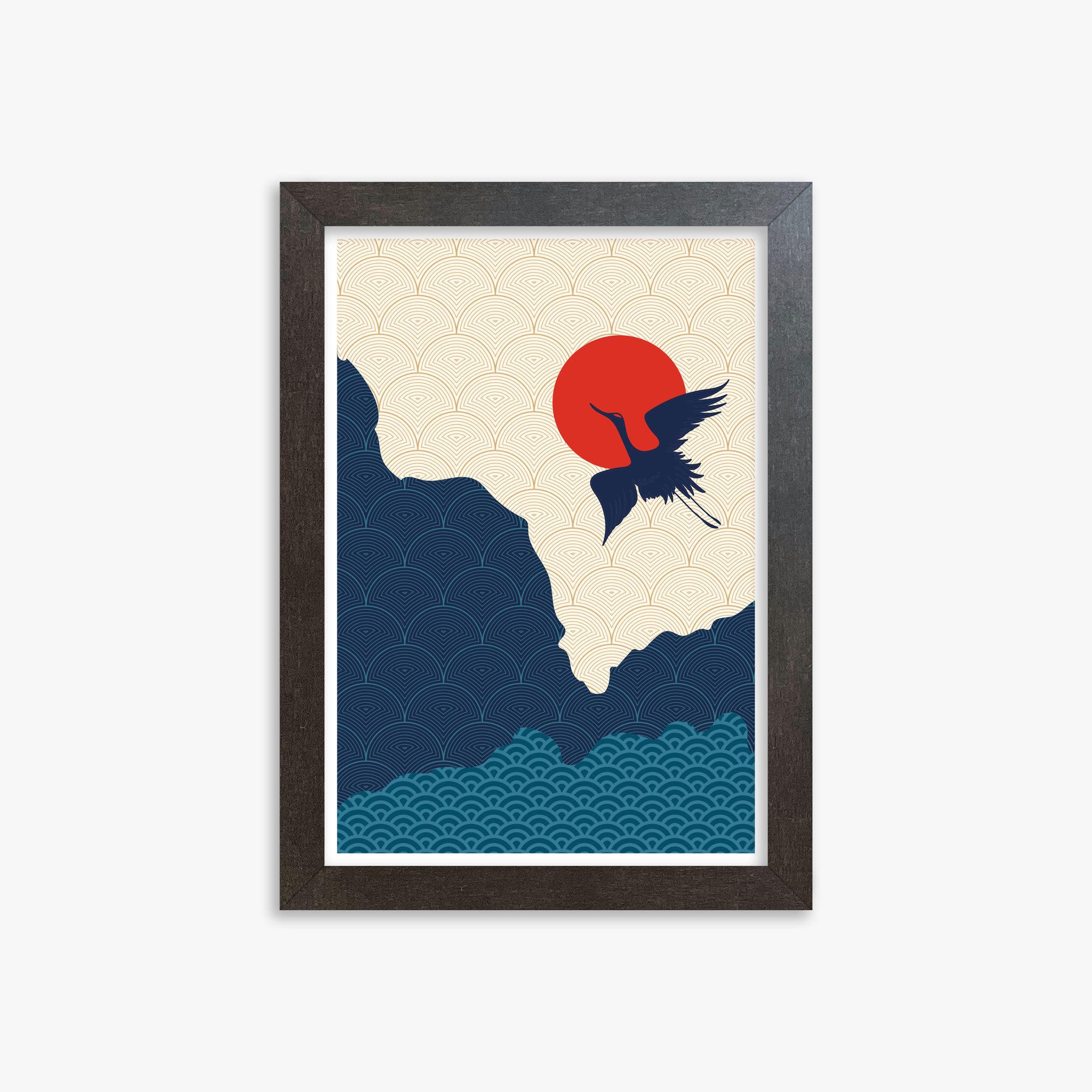 Crane in the Sun, 21x30cm Framed Poster With Espresso Frame
